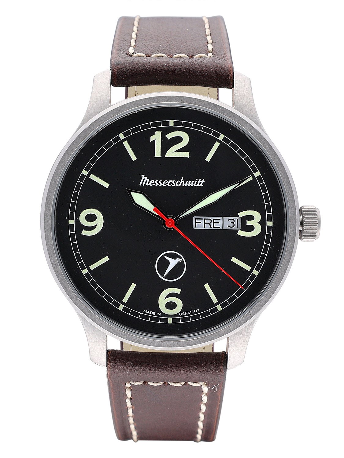 Messerschmitt ME-6332-DD1 Herrenuhr für Flieger DayDate Braun/Schwarz