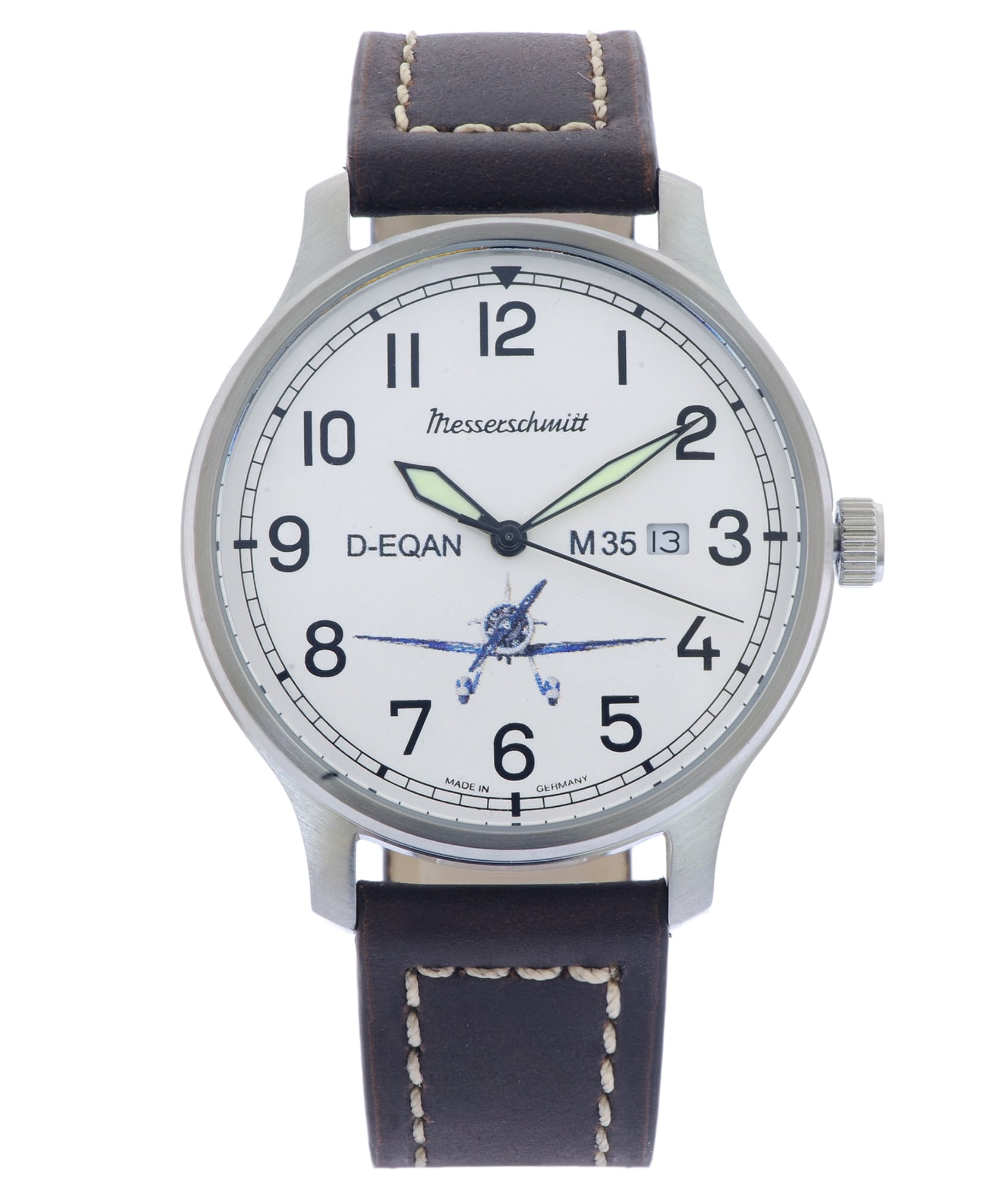 Messerschmitt Messerschmitt M 35S Q Herren Armbanduhr M35 Quarz mit Lederband Braun