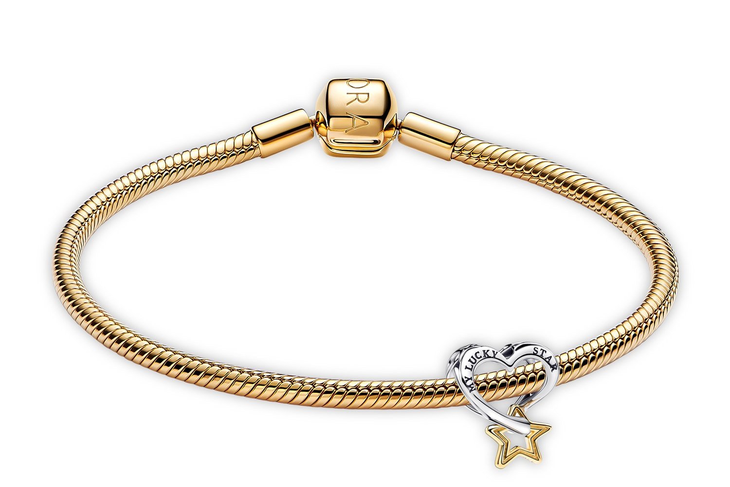 Pandora 68610 Starter-Armband für Damen Set Glücksstern und Herz Goldfarben