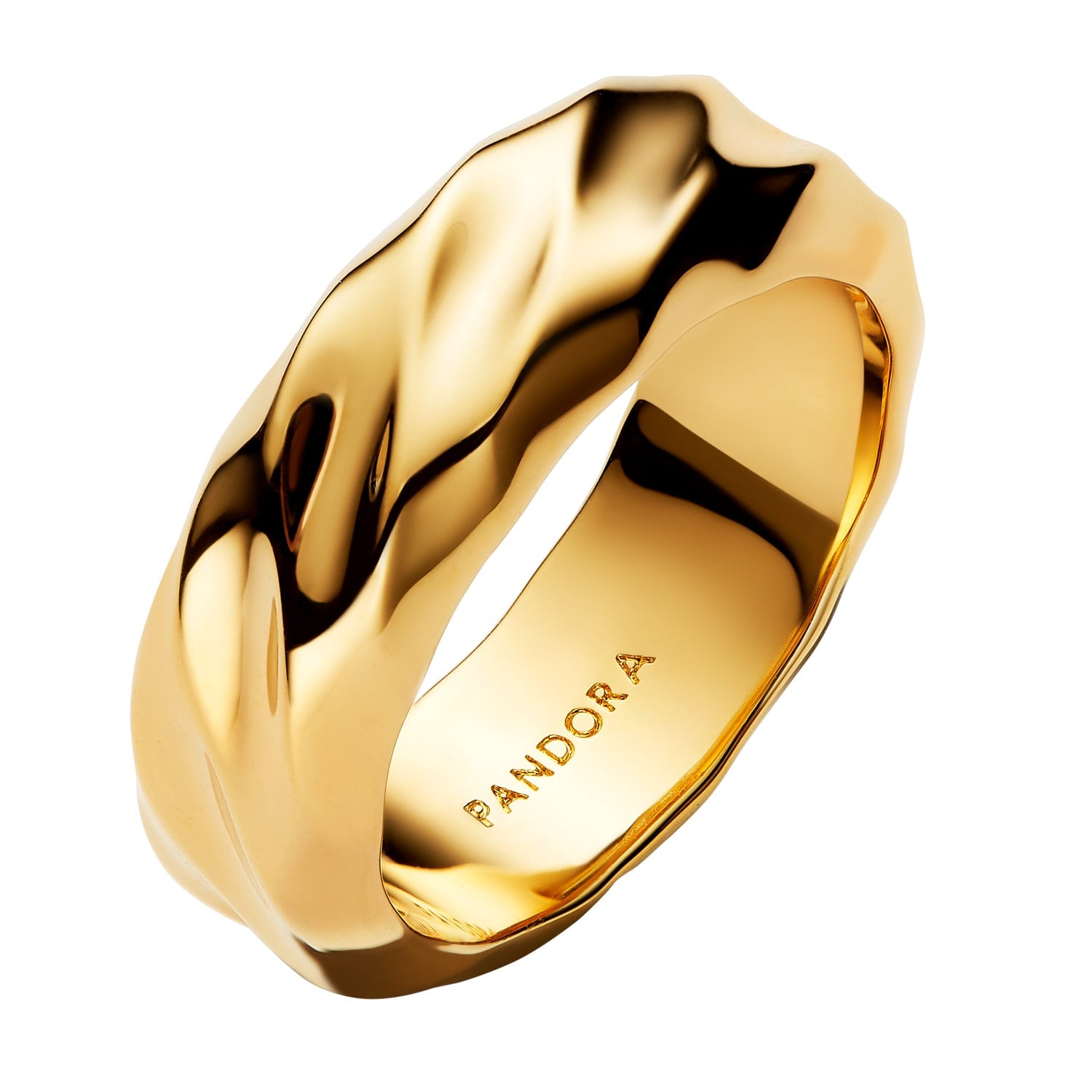 Pandora 163886C00 Breiter Bandring für Damen Wellig Goldfarben