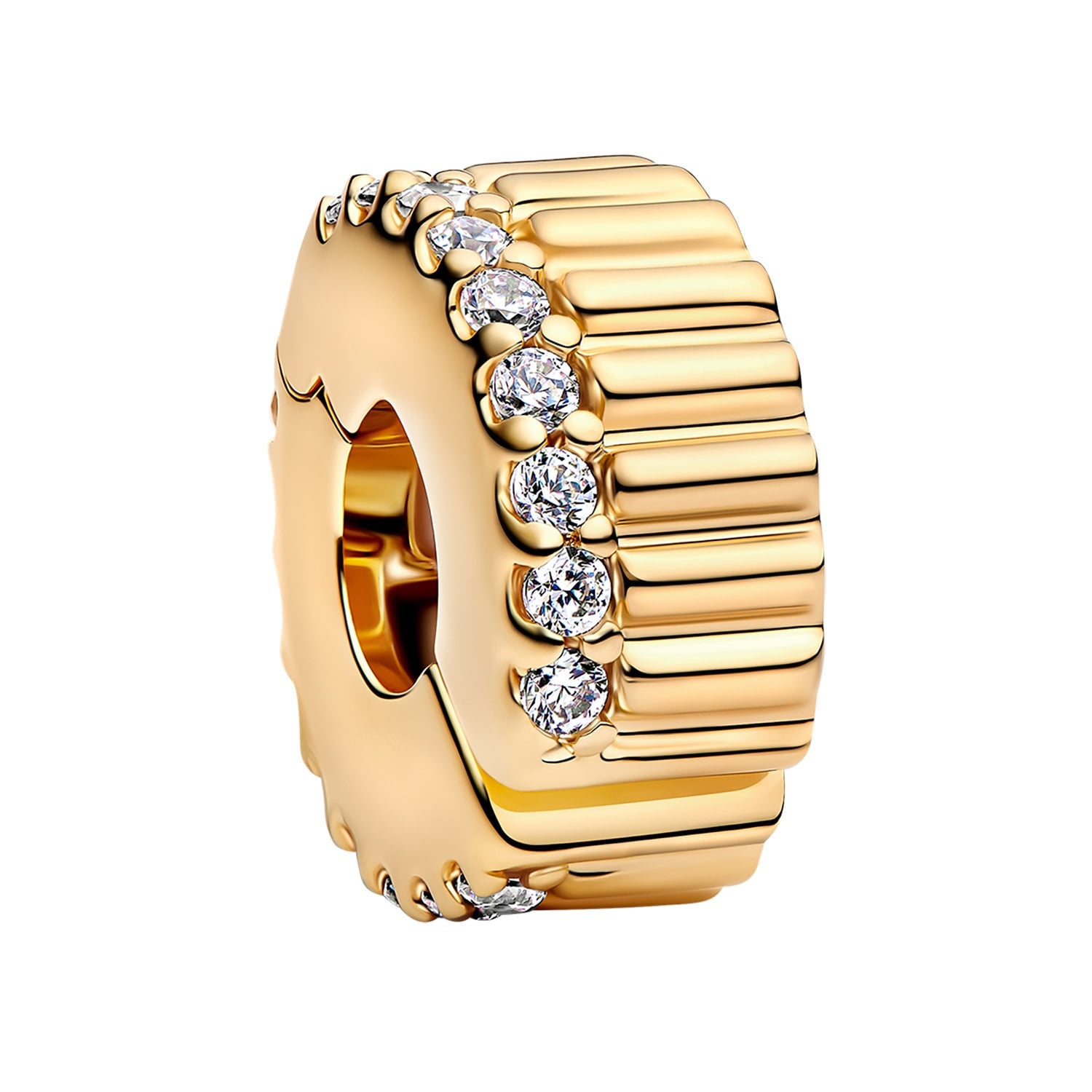 Pandora 764078C01 Clip-Charm Goldfarben Gerippt
