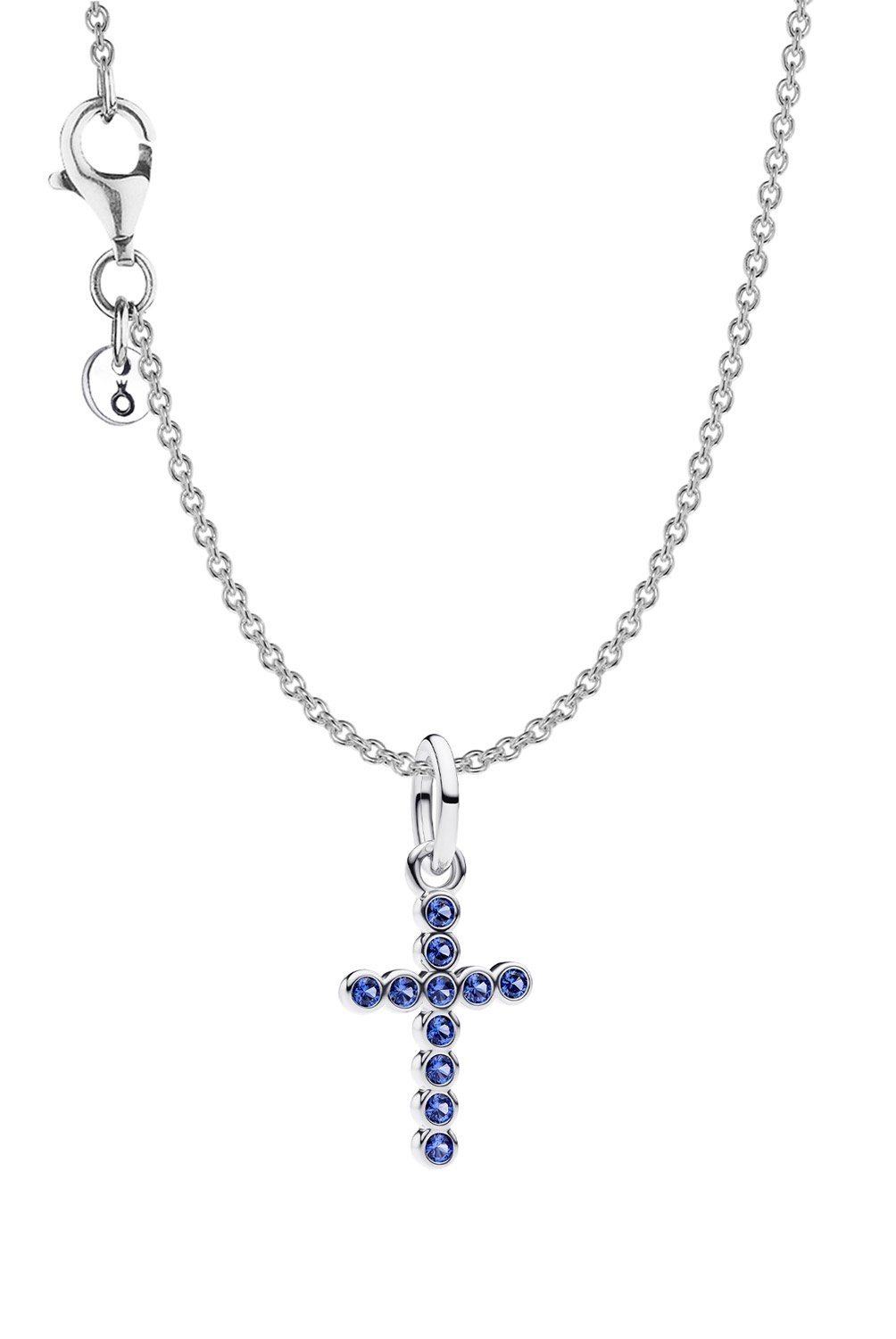 Pandora 21019 Damen-Kette Kreuz Silber mit Blauen Steinen Geschenkset