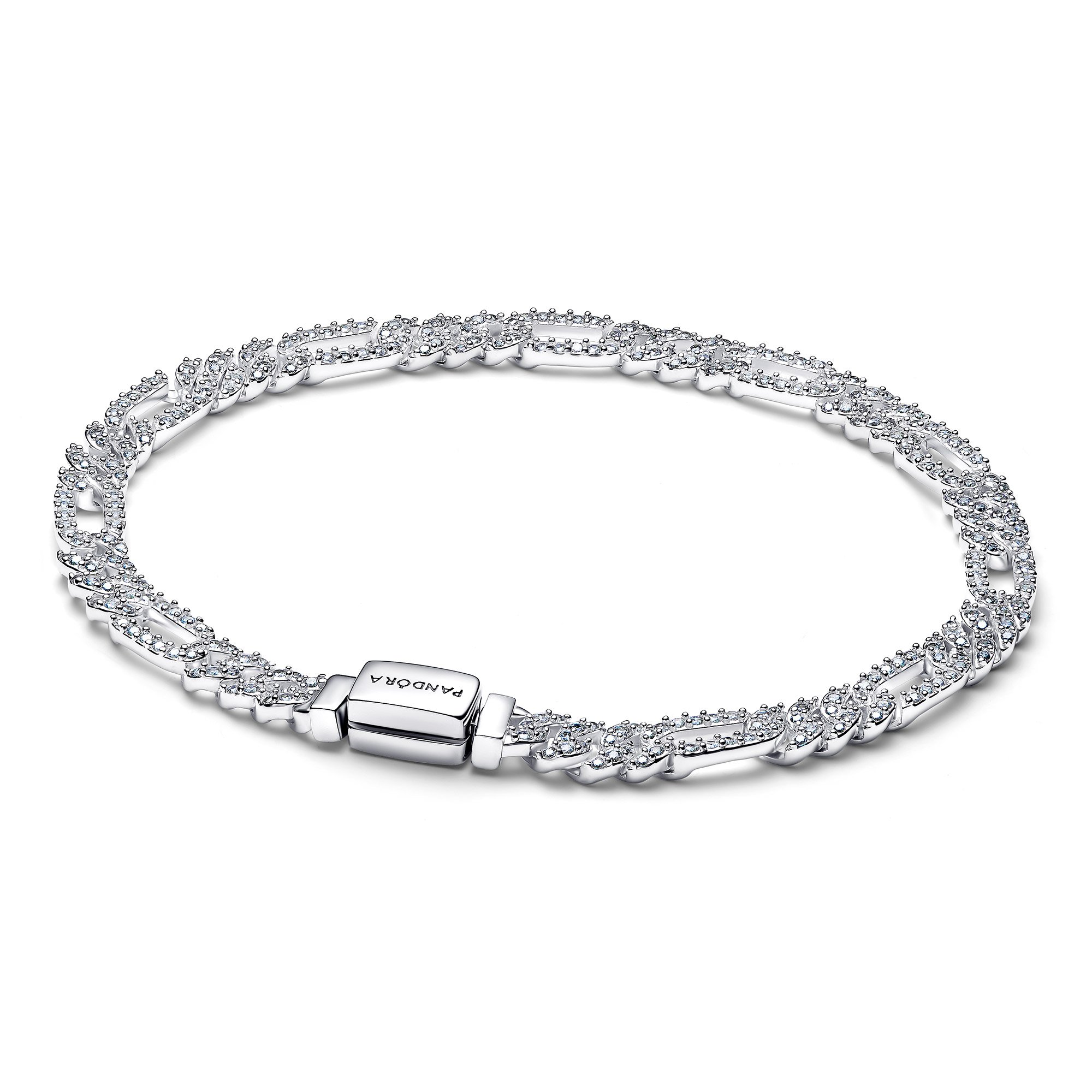 Pandora 594227C01 Damenarmband Silber Ovale Panzerkette mit Zirkonia