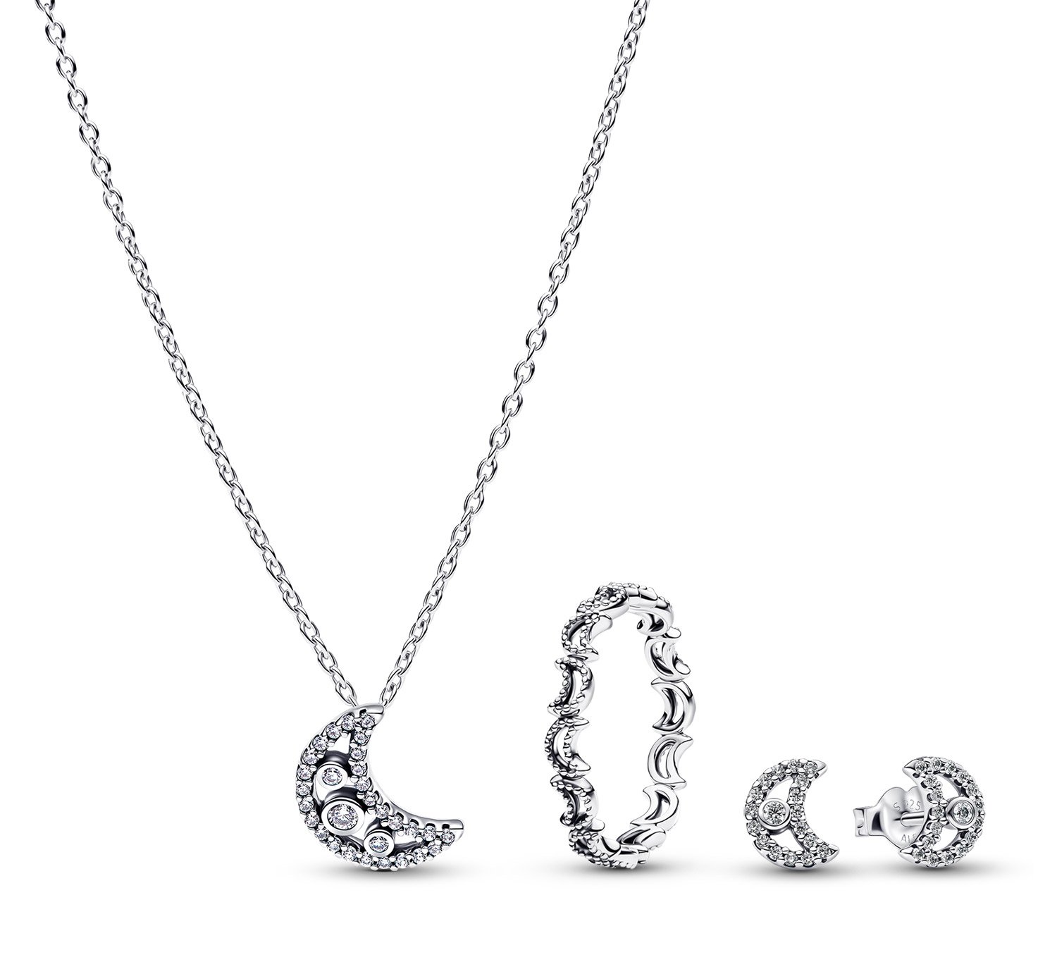 Pandora 21122 Schmuck-Set für Damen Silber Kette, Ohrringe und Ring Mond