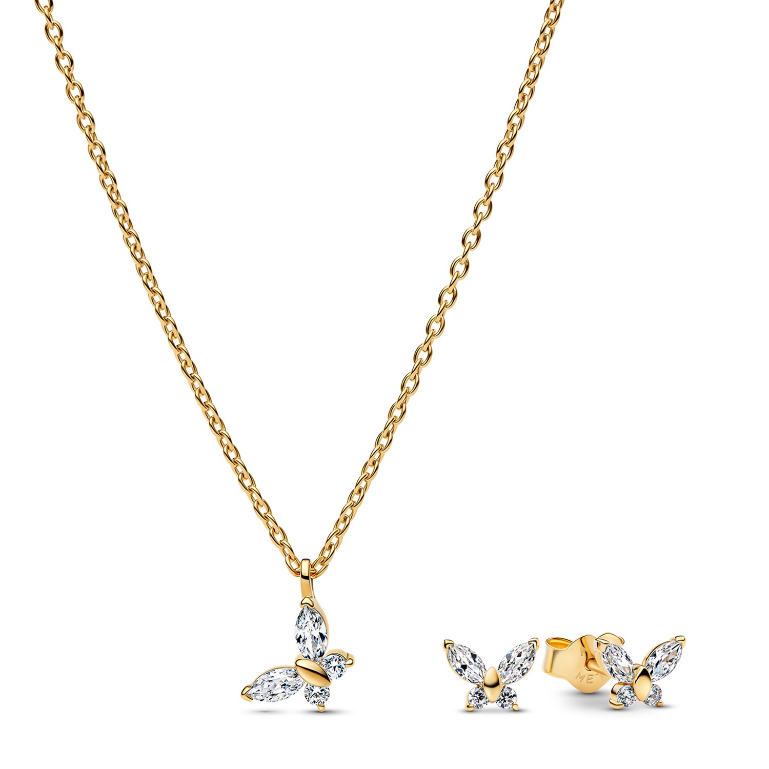 Pandora 21128 Damen-Schmuckset Kette und Ohrringe Schmetterling Goldfarben