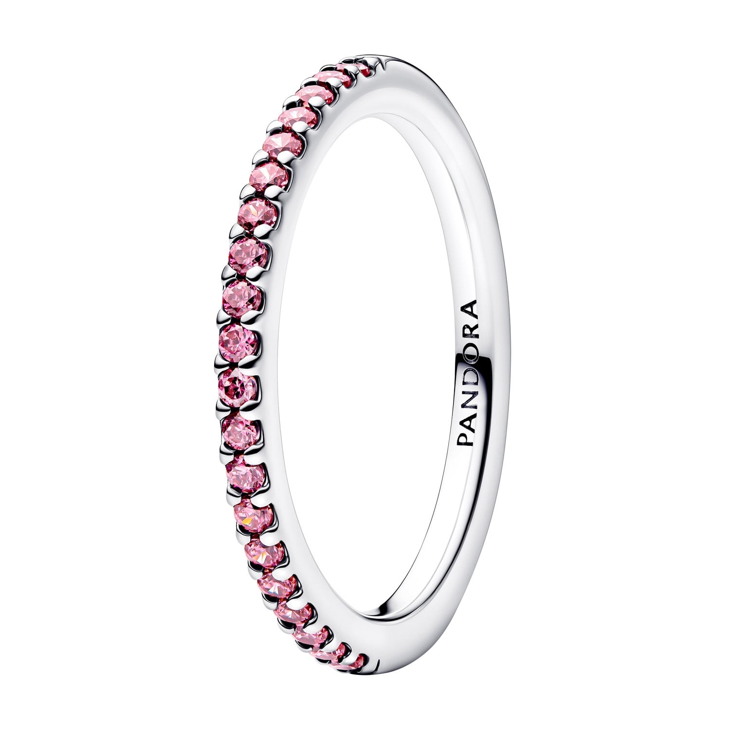 Pandora 192999C02 Damenring Silber Funkelndes Pinkfarbenes Band
