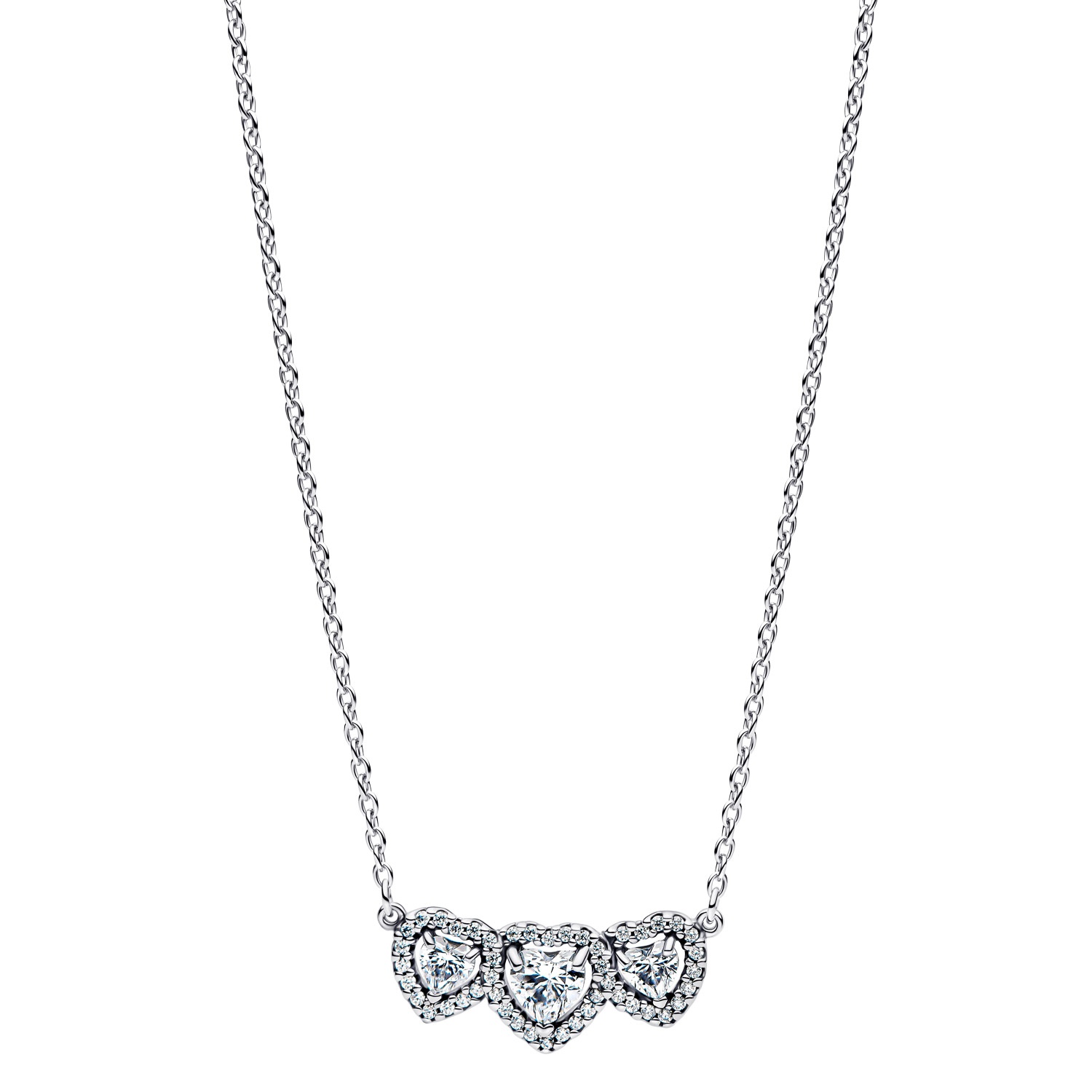 Pandora 394412C01-45 Damenhalskette Silber Halo Herz Trilogie Pandora 394412C01-45 Damenhalskette Silber Halo Herz Trilogie