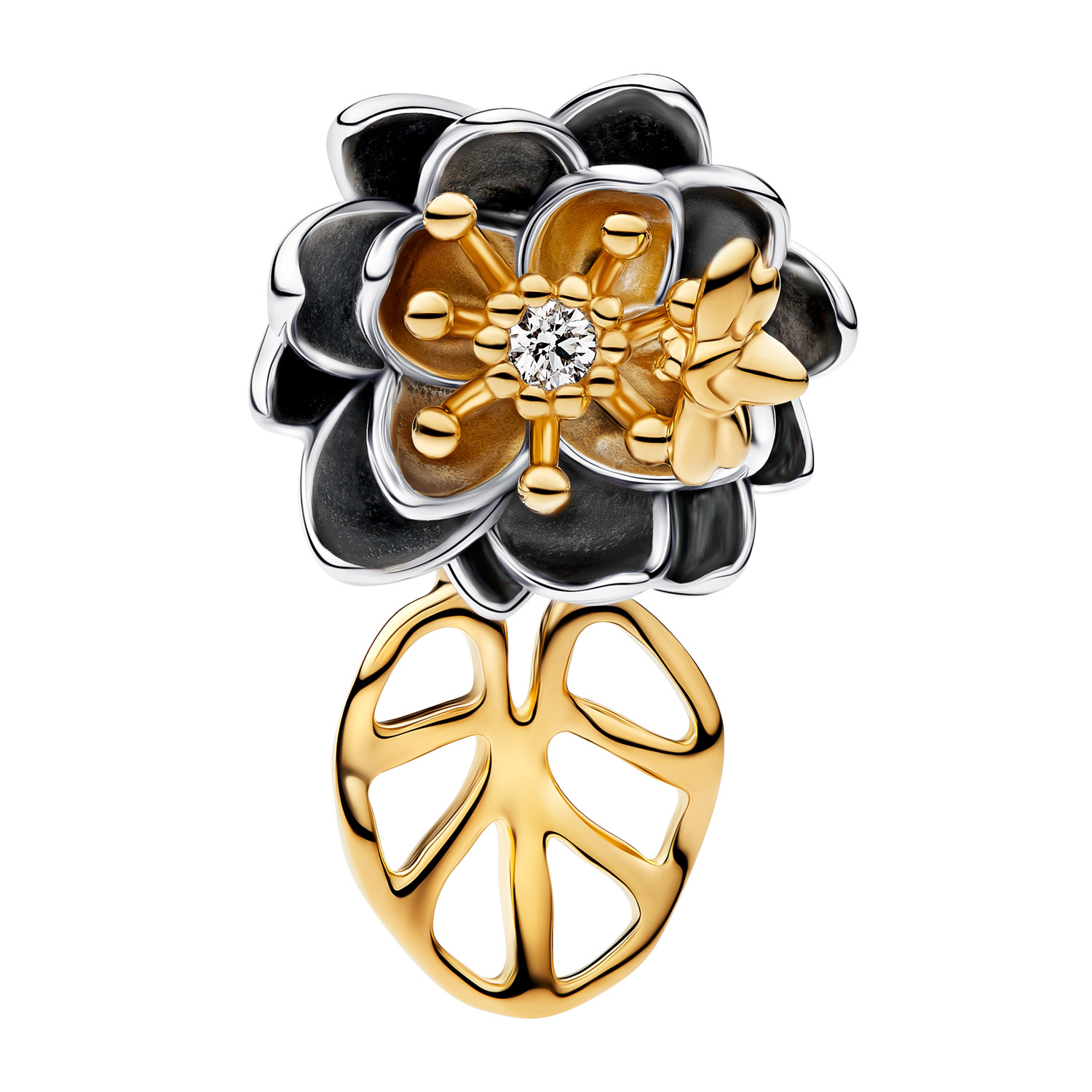 Pandora 764326C01 Charm Goldfarben Disney Prinzessin Tiana Lotusblume