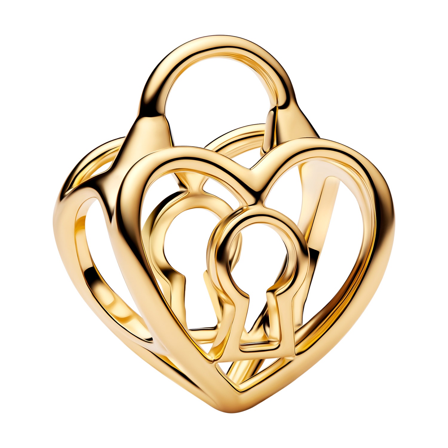 Pandora 764358C00 Charm Goldfarben Offen Gearbeitetes Herz-Schloss