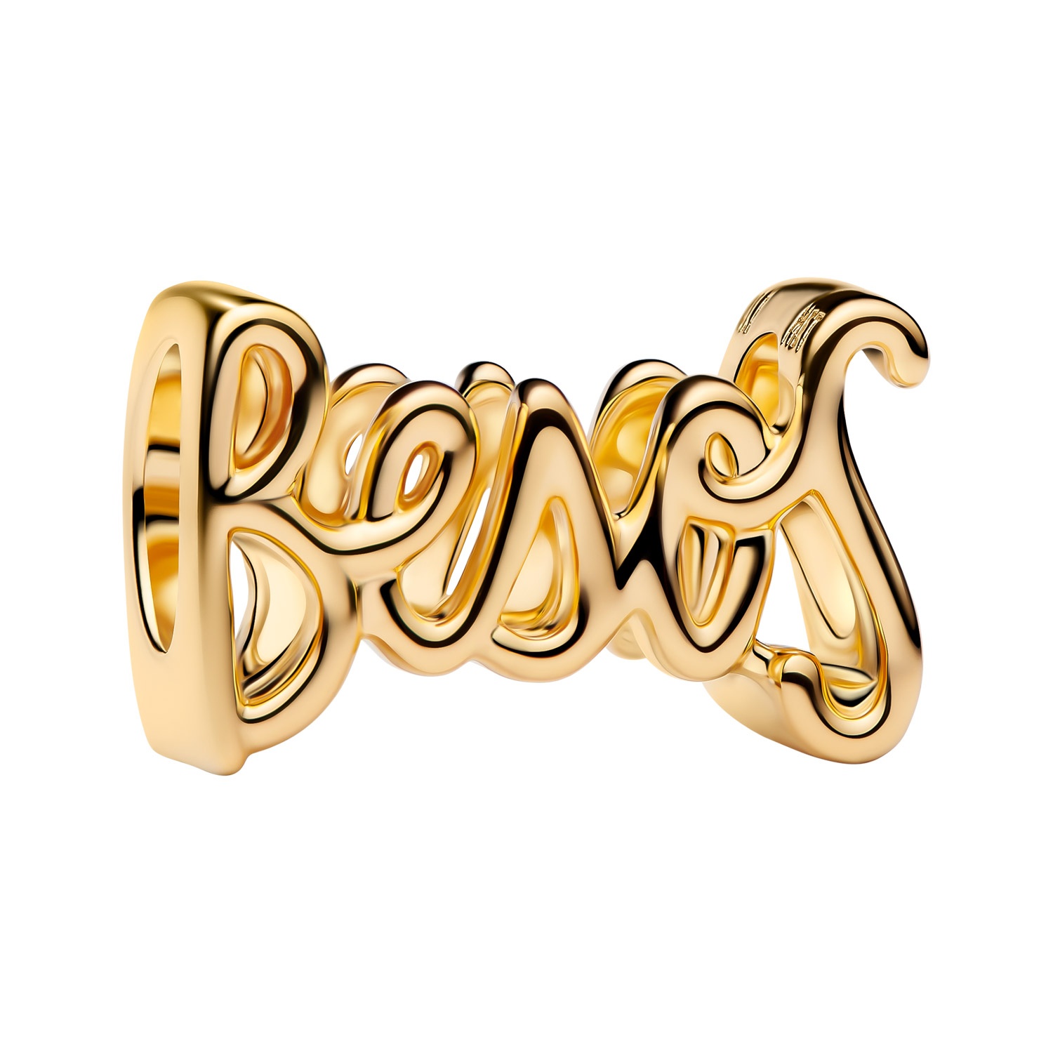 Pandora 764422C00 Charm Goldfarben Handgeschrieben Besos