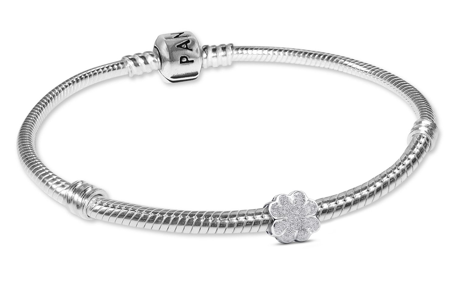 Pandora 21508 Damen-Armband Silber Geschenk-Set mit Mini Kleeblatt matt