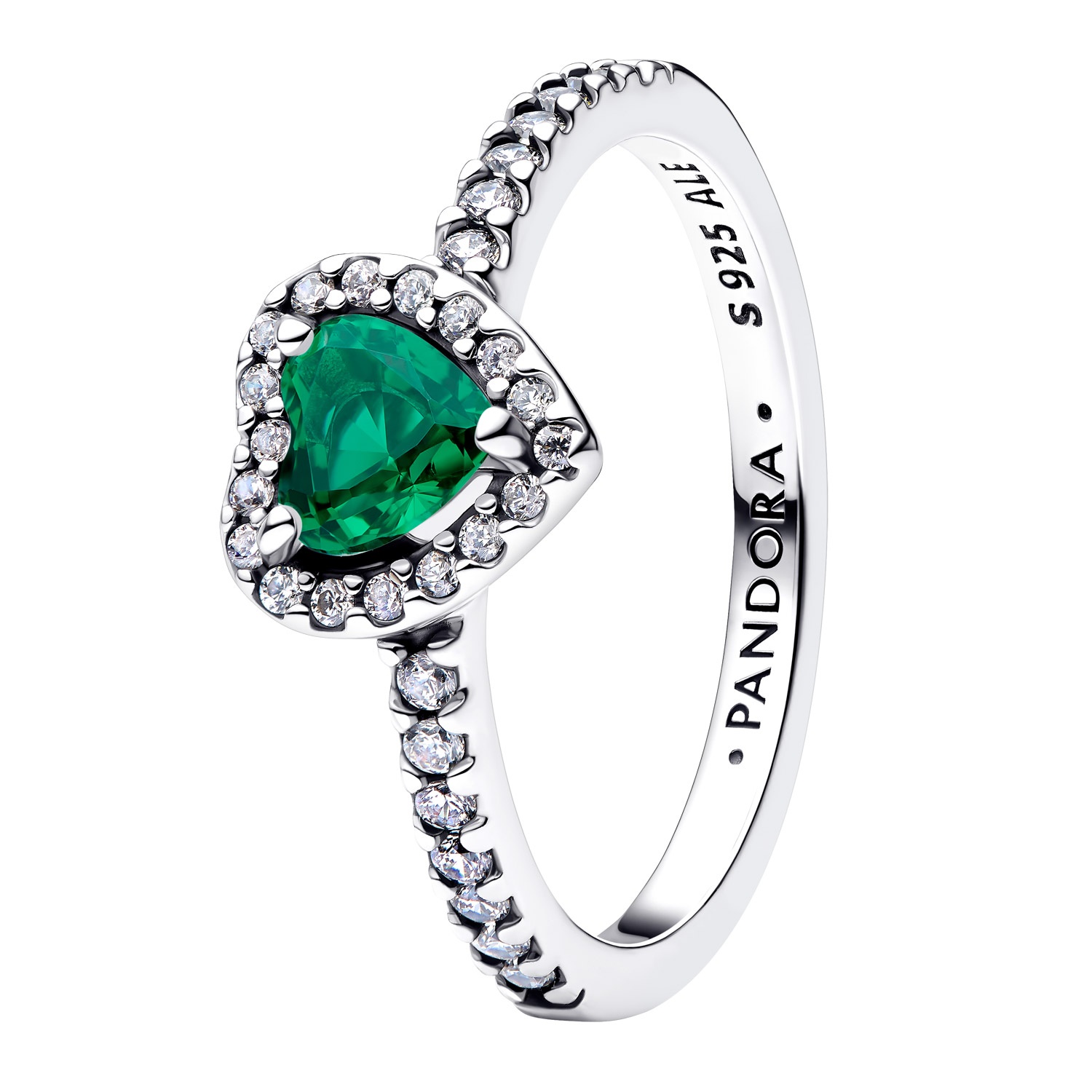 Pandora 198421C07 Silber-Ring für Damen Erhabenes Herz Royales Grün