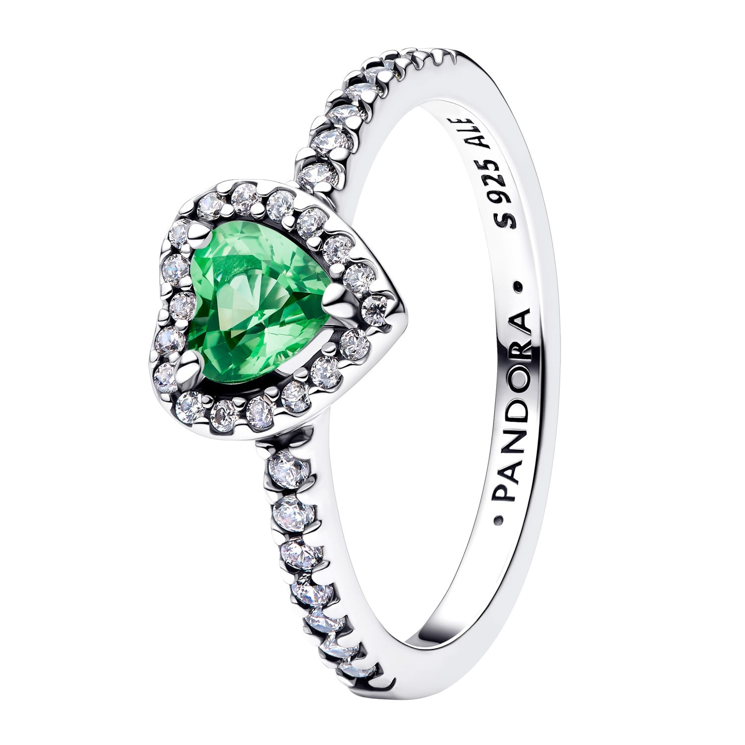 Pandora 198421C08 Damenring Silber Erhabenes Herz Mintgrün