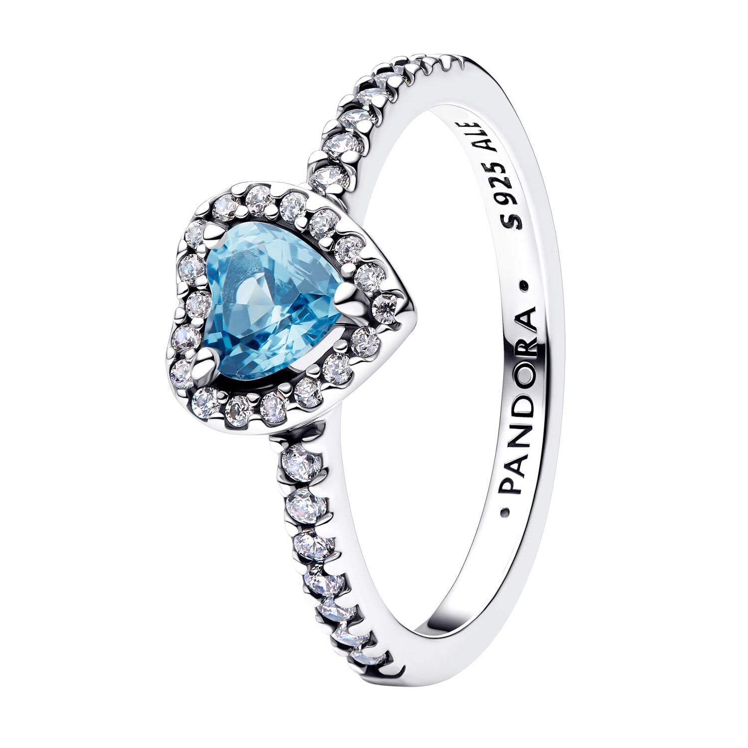 Pandora 198421C10 Damenring Silber Erhabenes Herz Hellblau