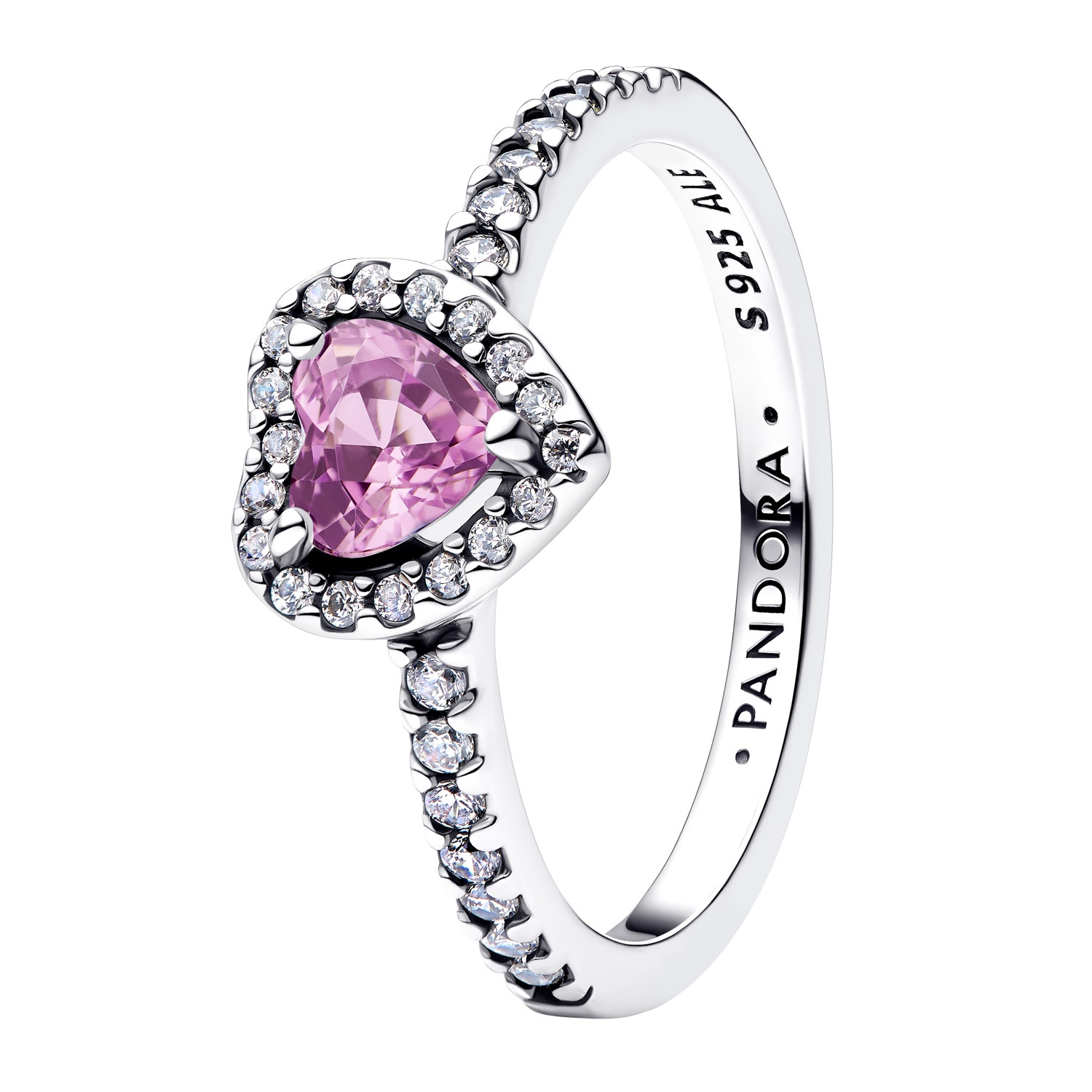 Pandora 198421C12 Damen-Silberring Erhabenes Herz Helllila