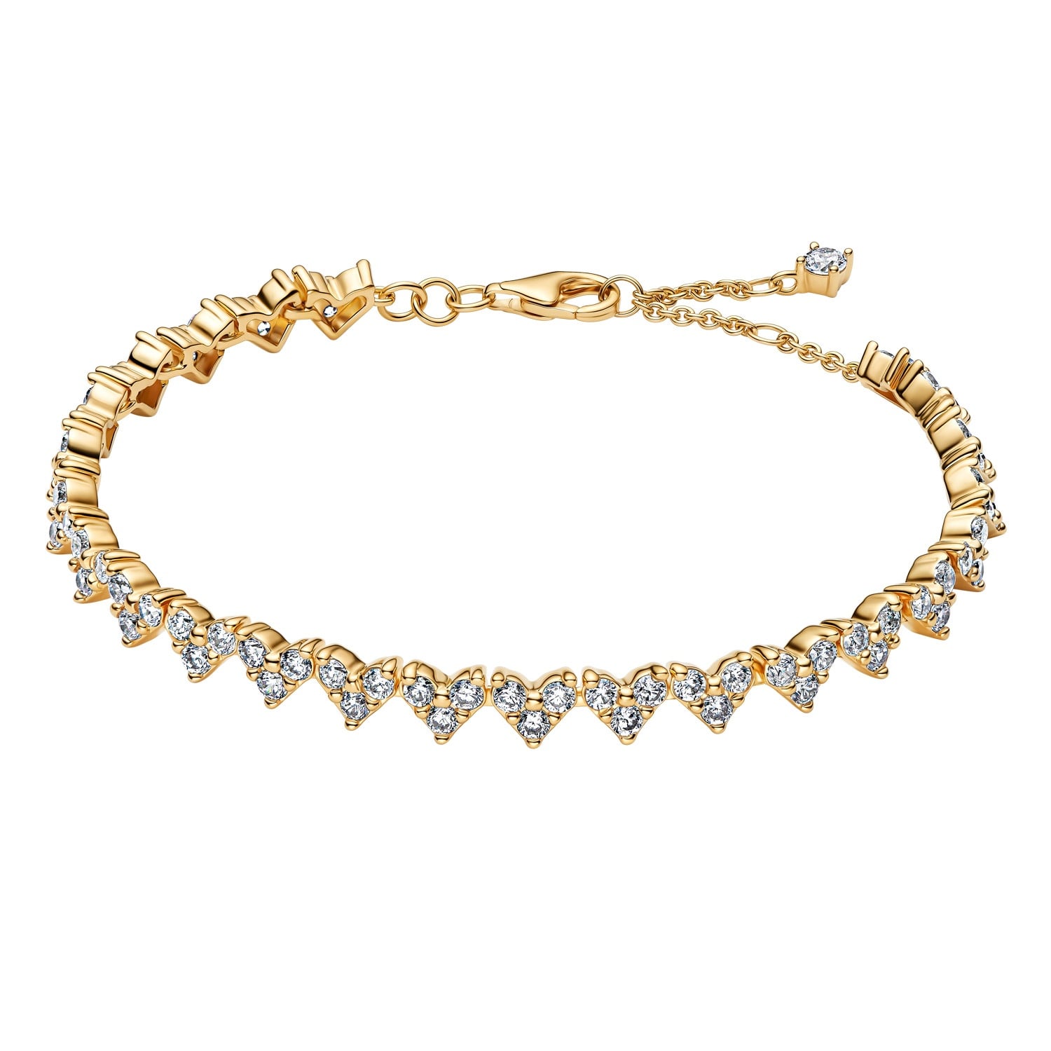 Pandora 564390C01 Damen-Armband Herz Dreifacher Stein Goldfarben