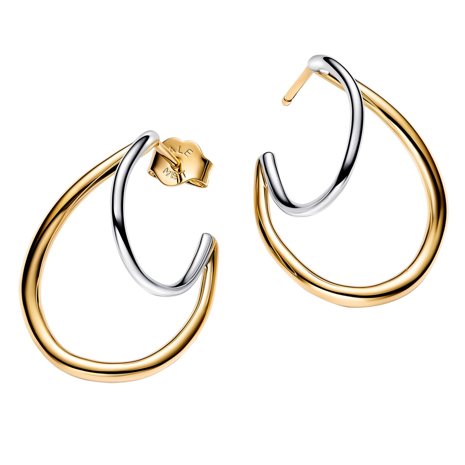Pandora 264657C00 Damen-Ohrringe Zweifarbig Doppel-Creolen