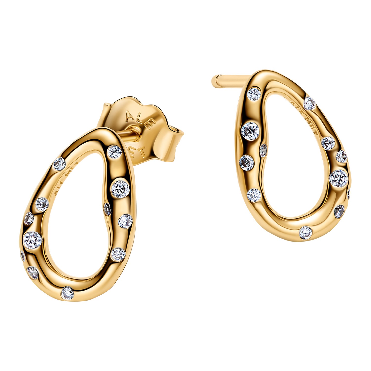 Pandora 264659C01 Ohrstecker für Damen Oval mit Steinen Besetzt Goldfarben