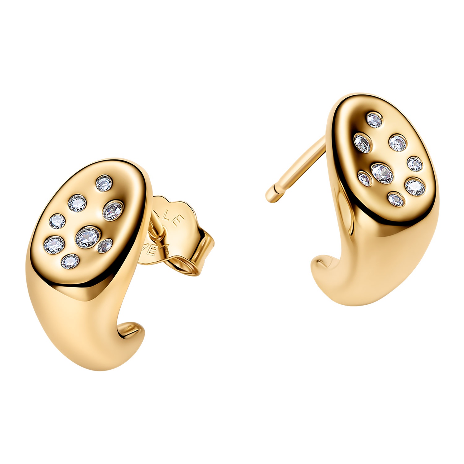 Pandora 264661C01 Halb-Creolen für Damen mit Steinen Besetzt Goldfarben