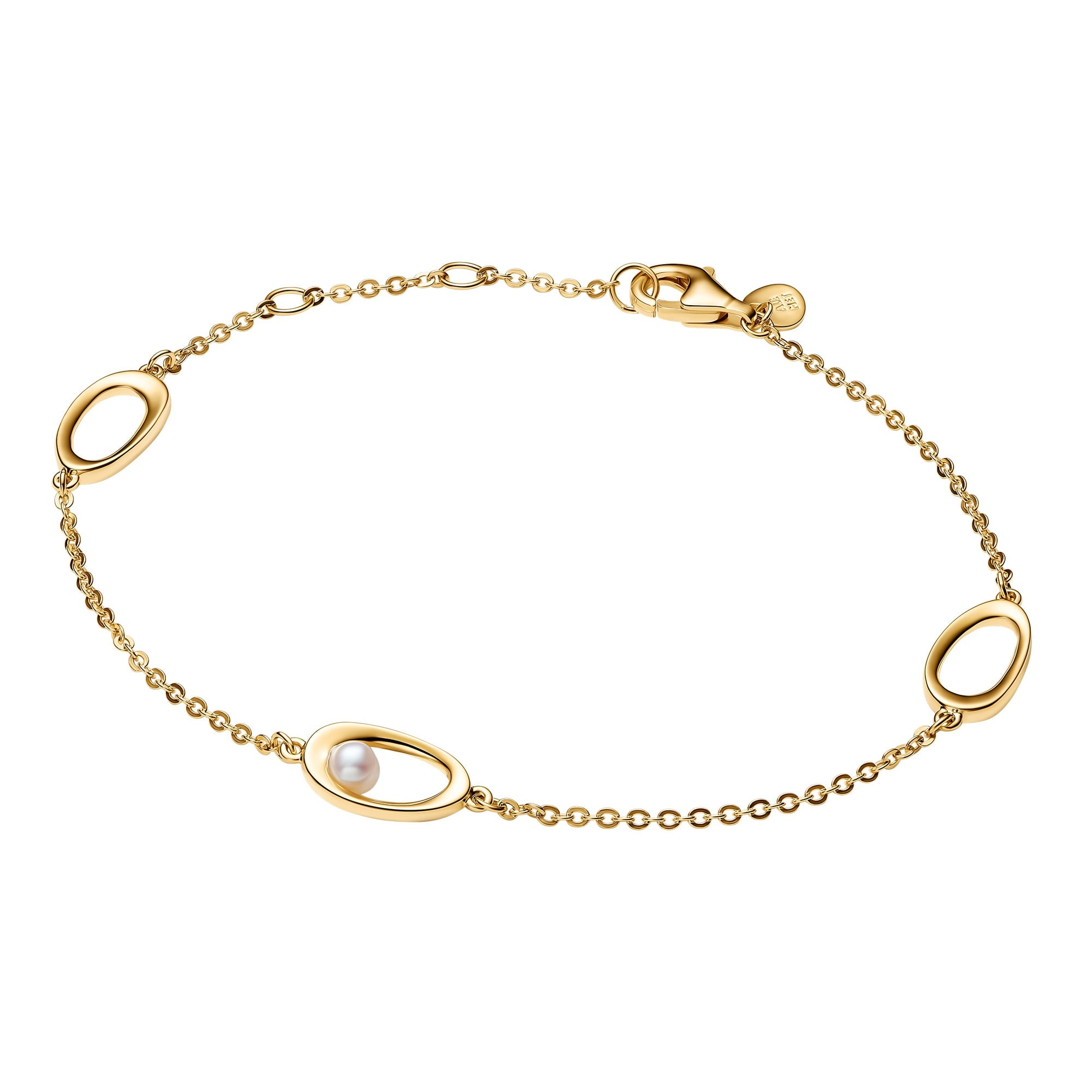 Pandora 564677C01 Damen-Armband Ovale mit Perle Goldfarben