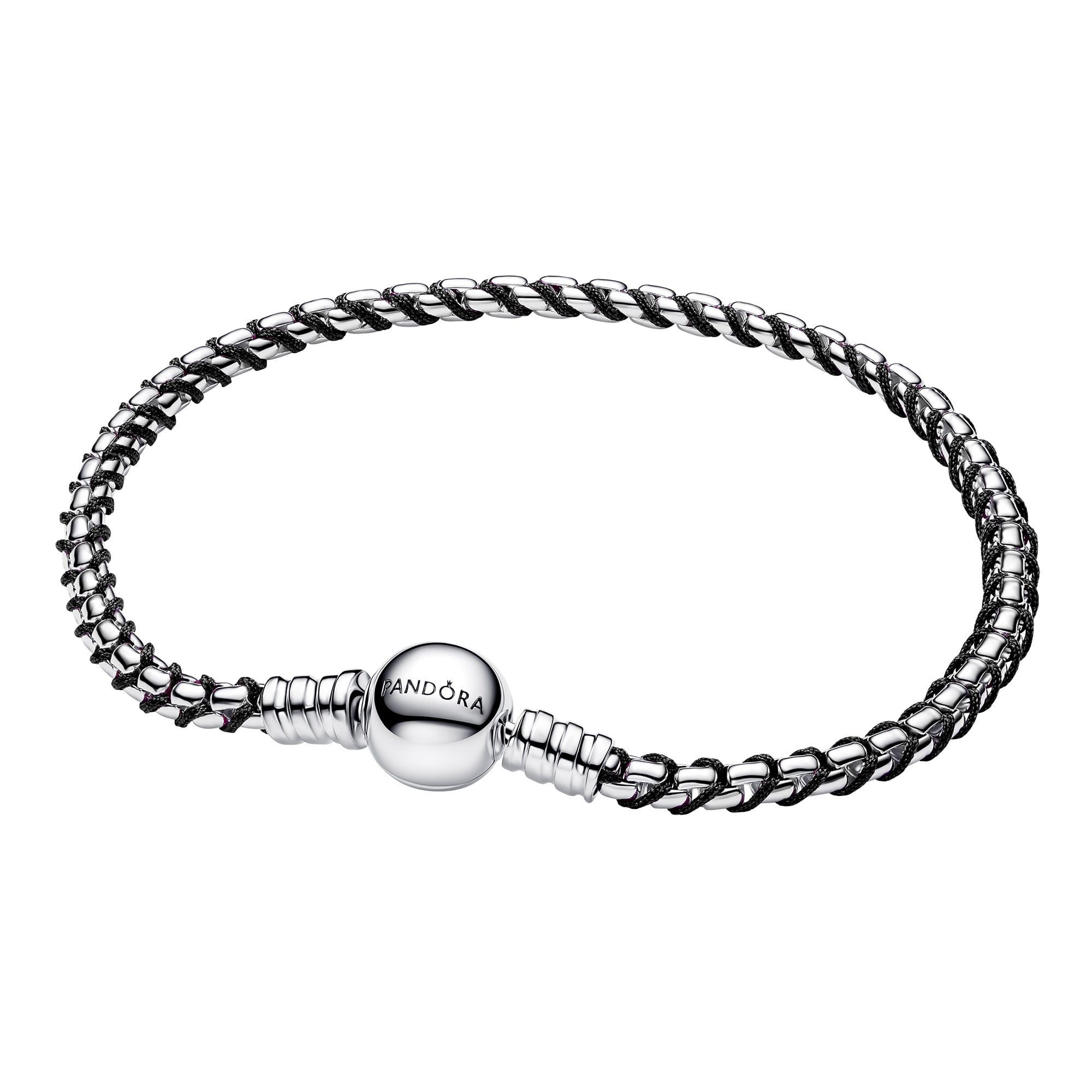 Pandora 593816C02 Damen-Silberarmband Veneziakette Schwarz