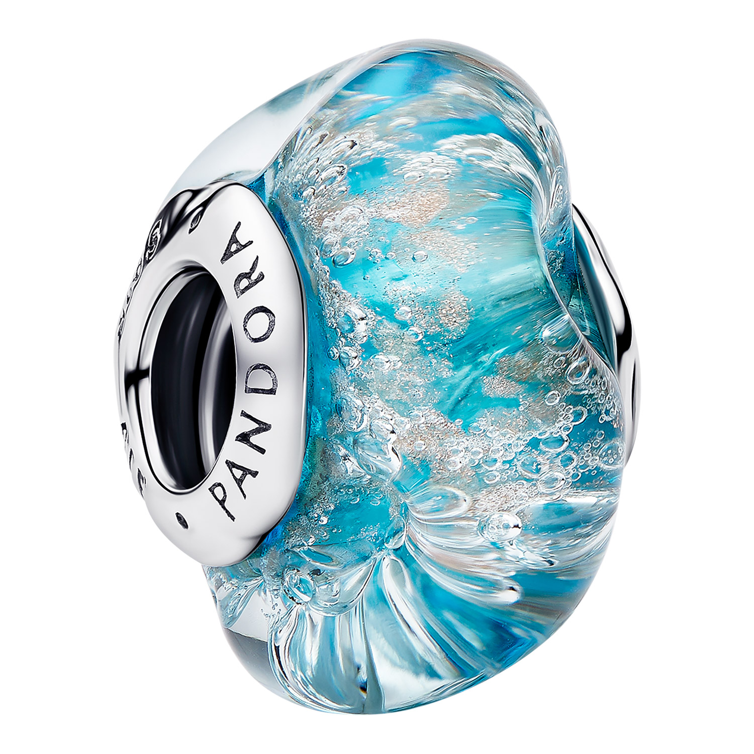 Pandora 794701C01 Silber Charm Türkisfarbenes Muranoglas mit Glitter