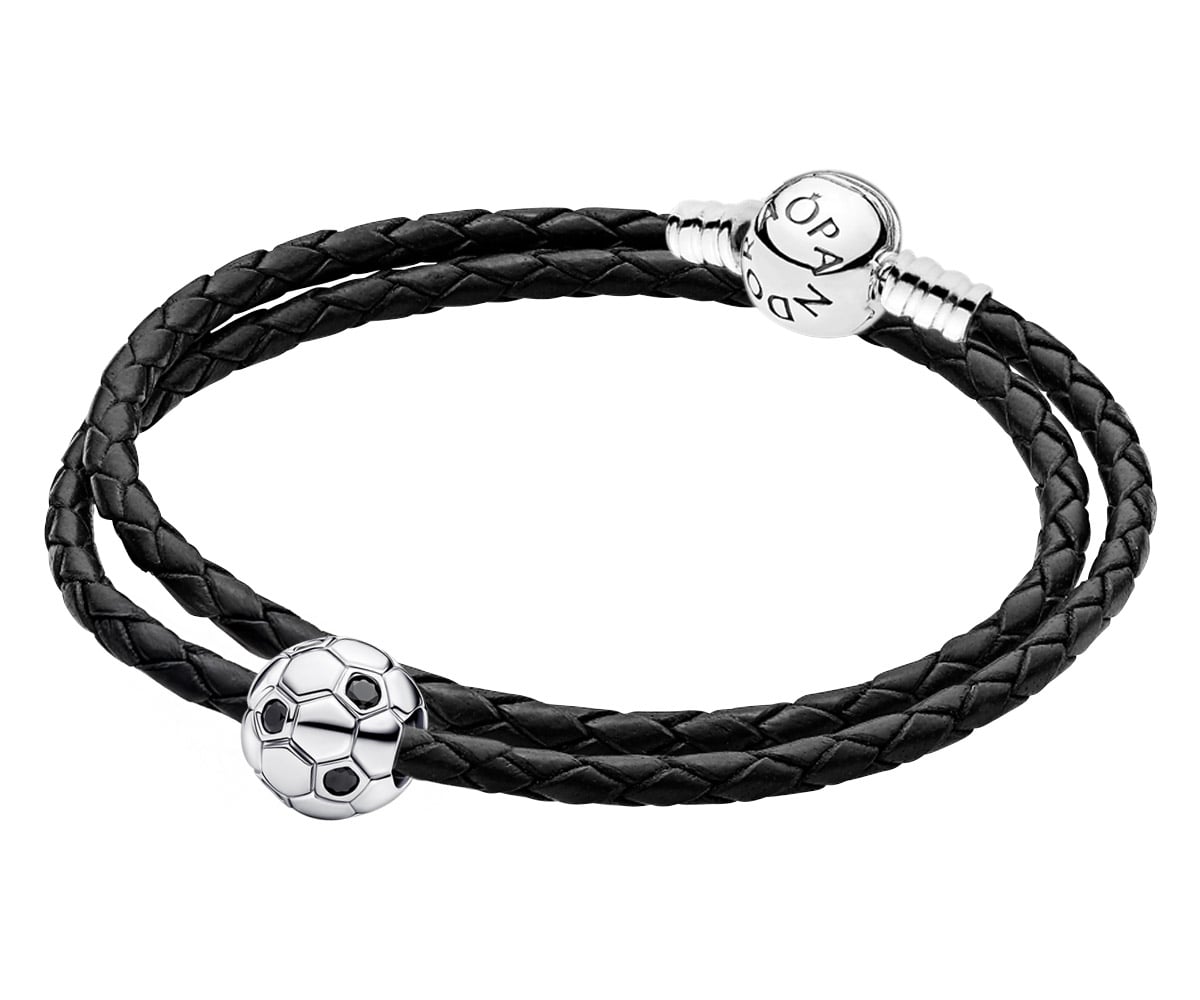 Pandora 31024 Geschenkset Leder-Armband mit Charm Fußball