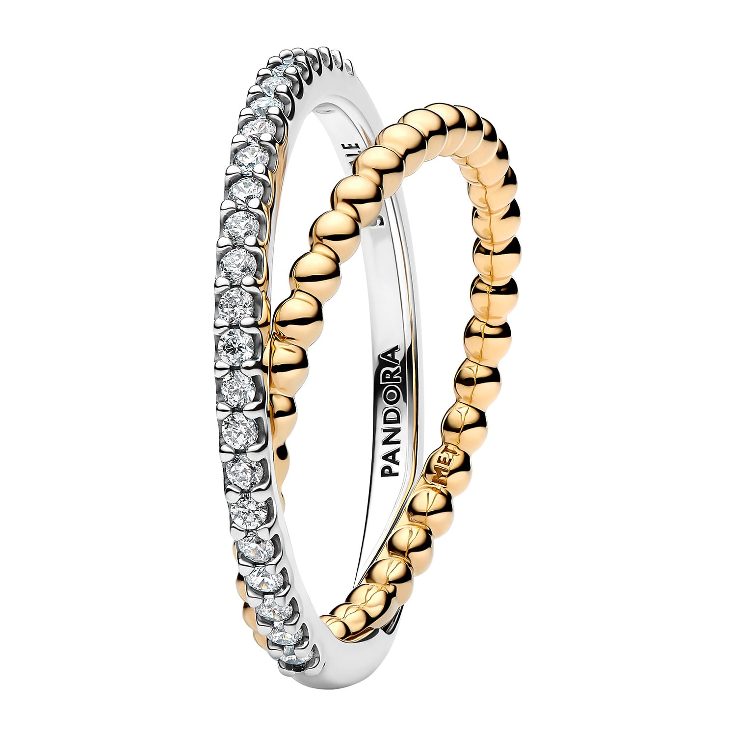 Pandora 164827C01 Damen-Ring Zweifarbig Crossover Kugeln & Pavé