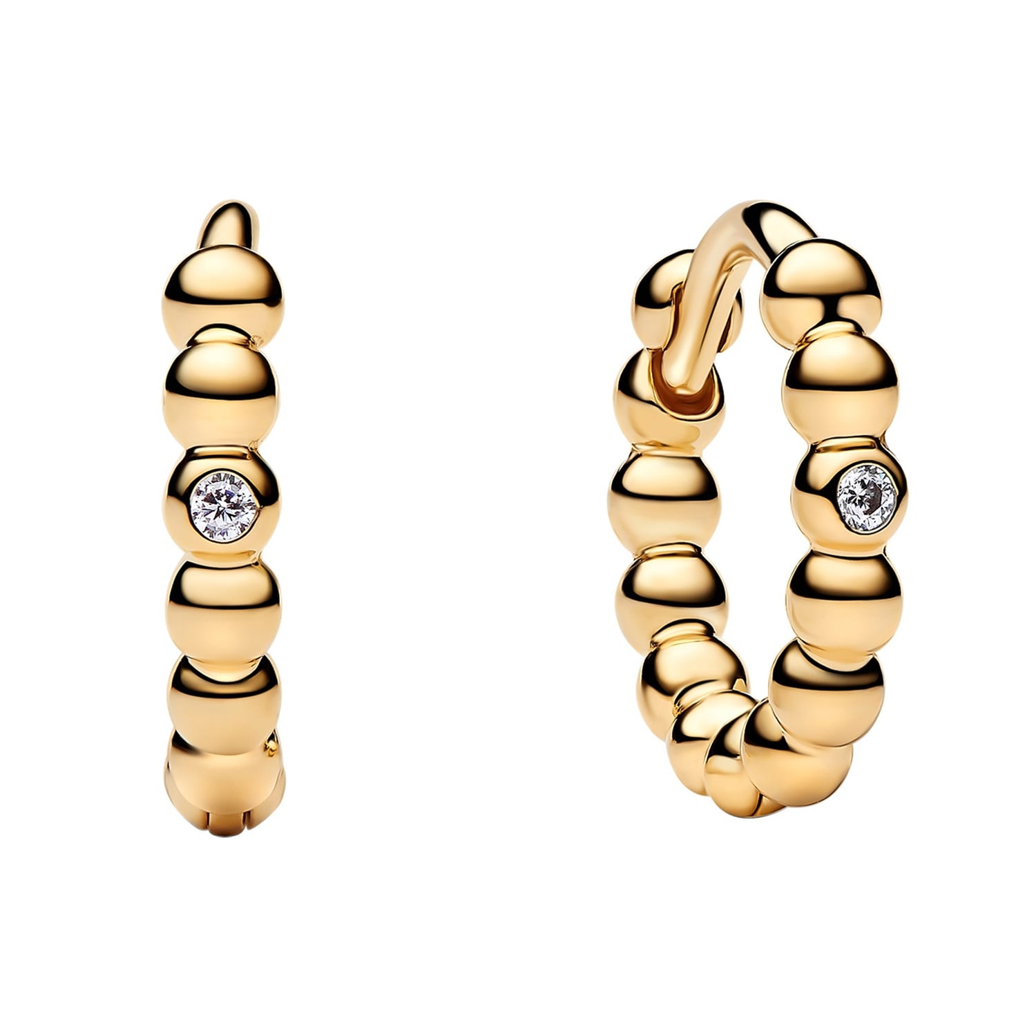Pandora 264823C01 Damen-Ohrringe Goldfarben Huggies mit Kugeln