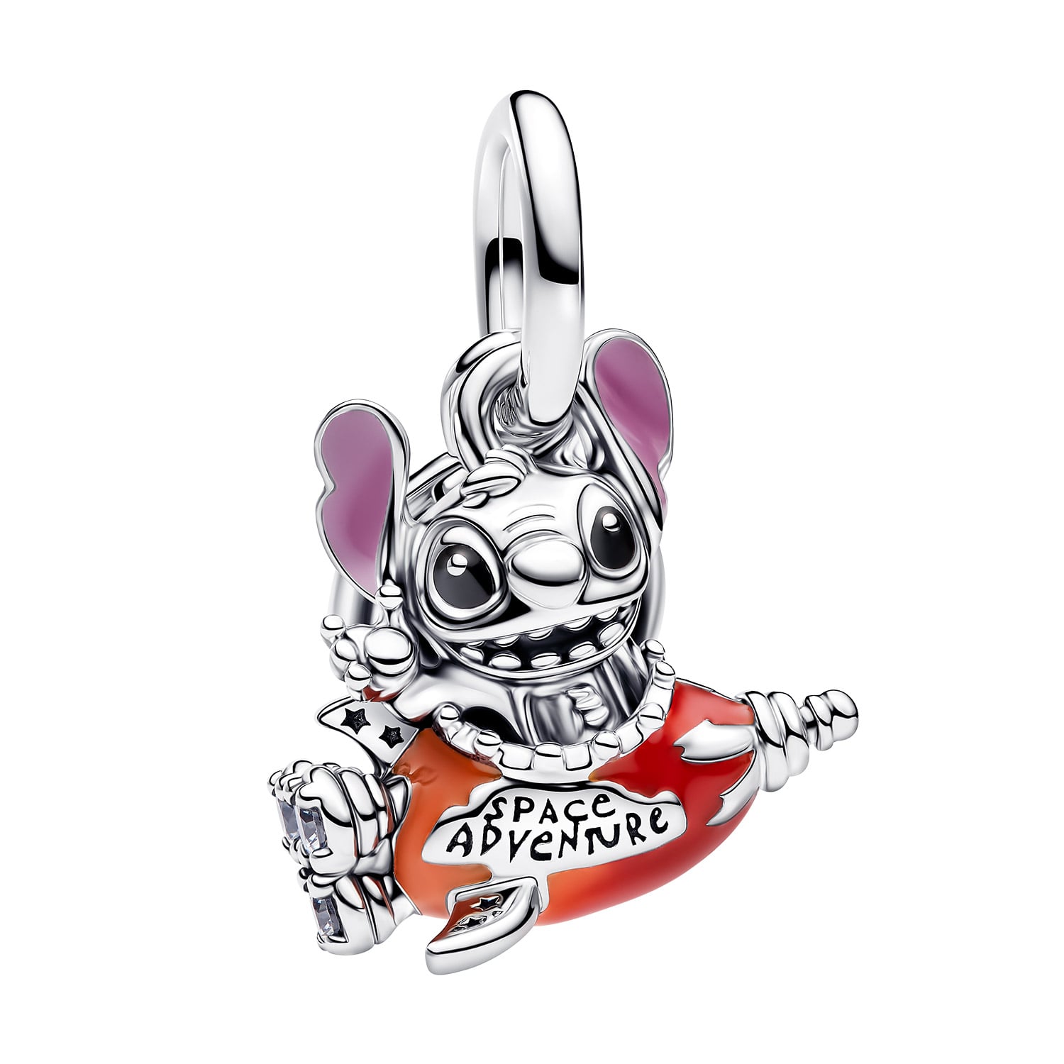 Pandora 793742C01 Silber Charm-Anhänger Disney Stitch auf Rakete