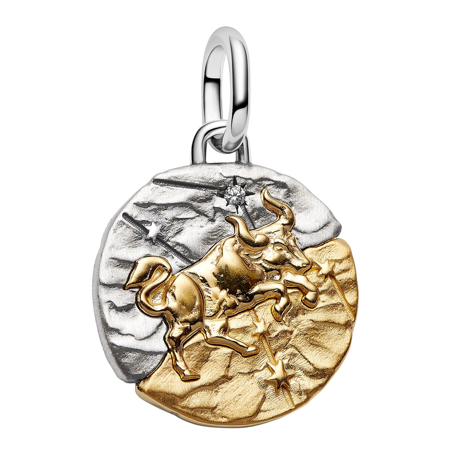 Pandora 764986C01 Medaillon-Charm Anhänger Zweifarbig Sternzeichen Stier