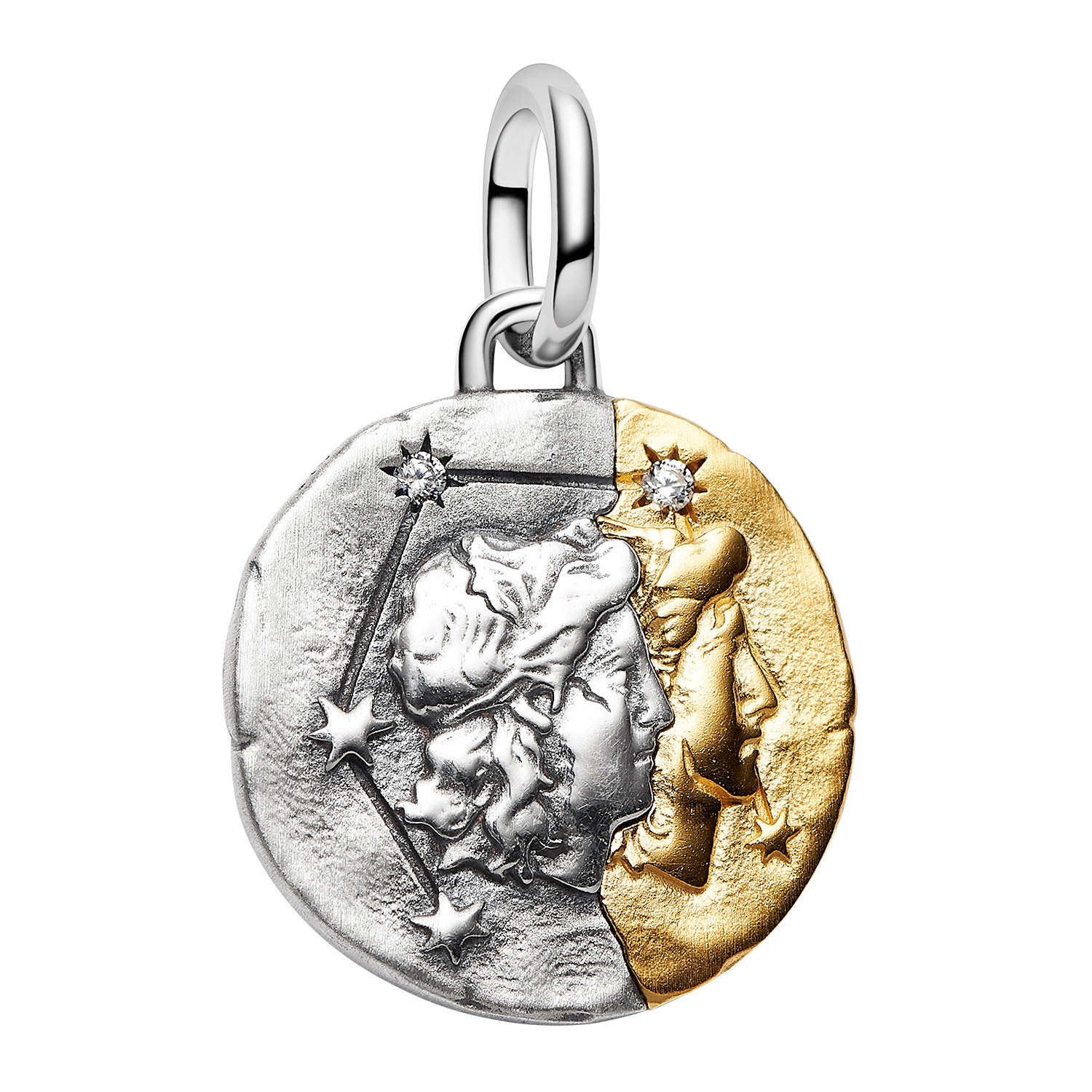 Pandora 764989C01 Medaillon-Charm Anhänger Zweifarbig Sternzeichen Zwilling