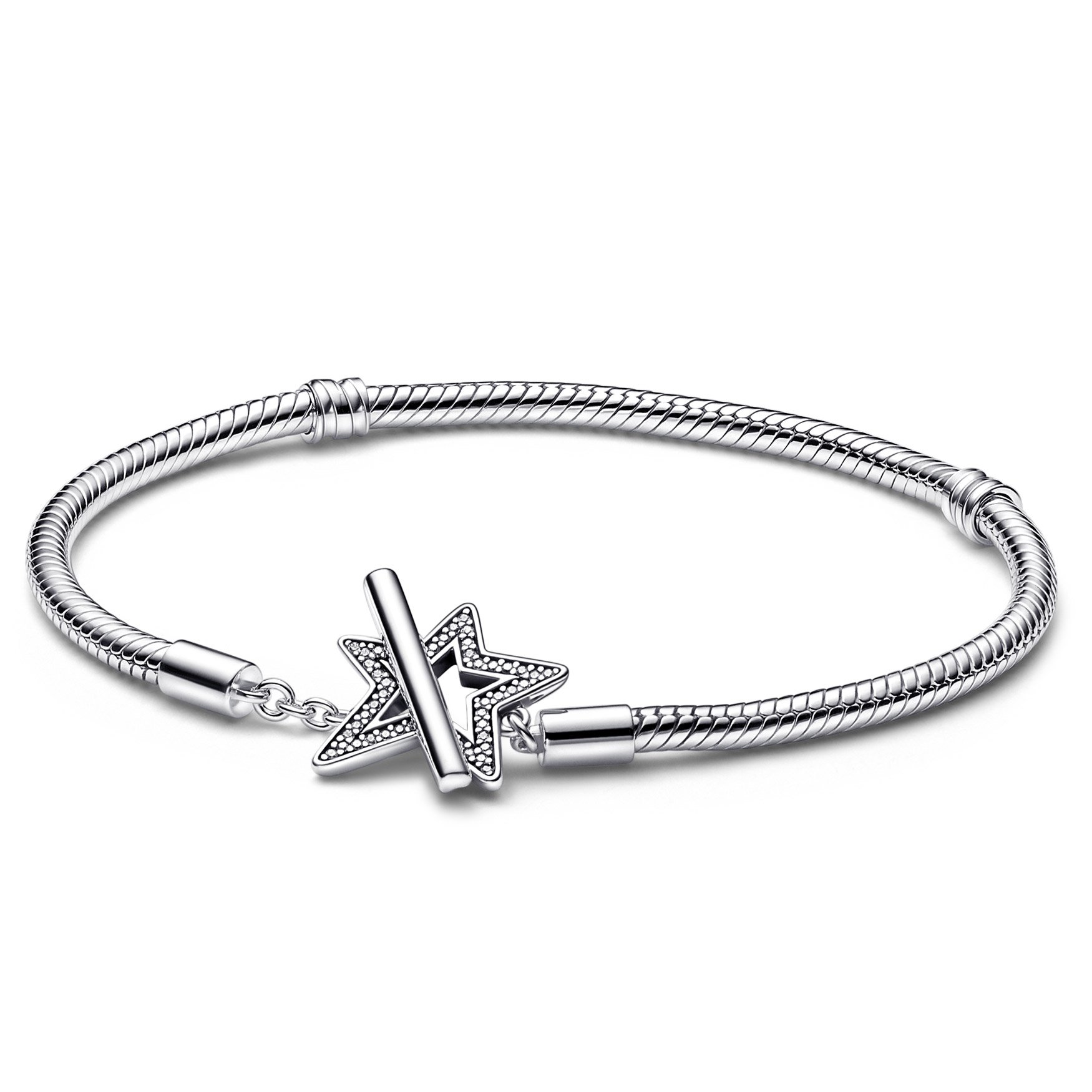 Pandora 592357C01 Silber-Armband Asymmetrischer Stern T-Bar