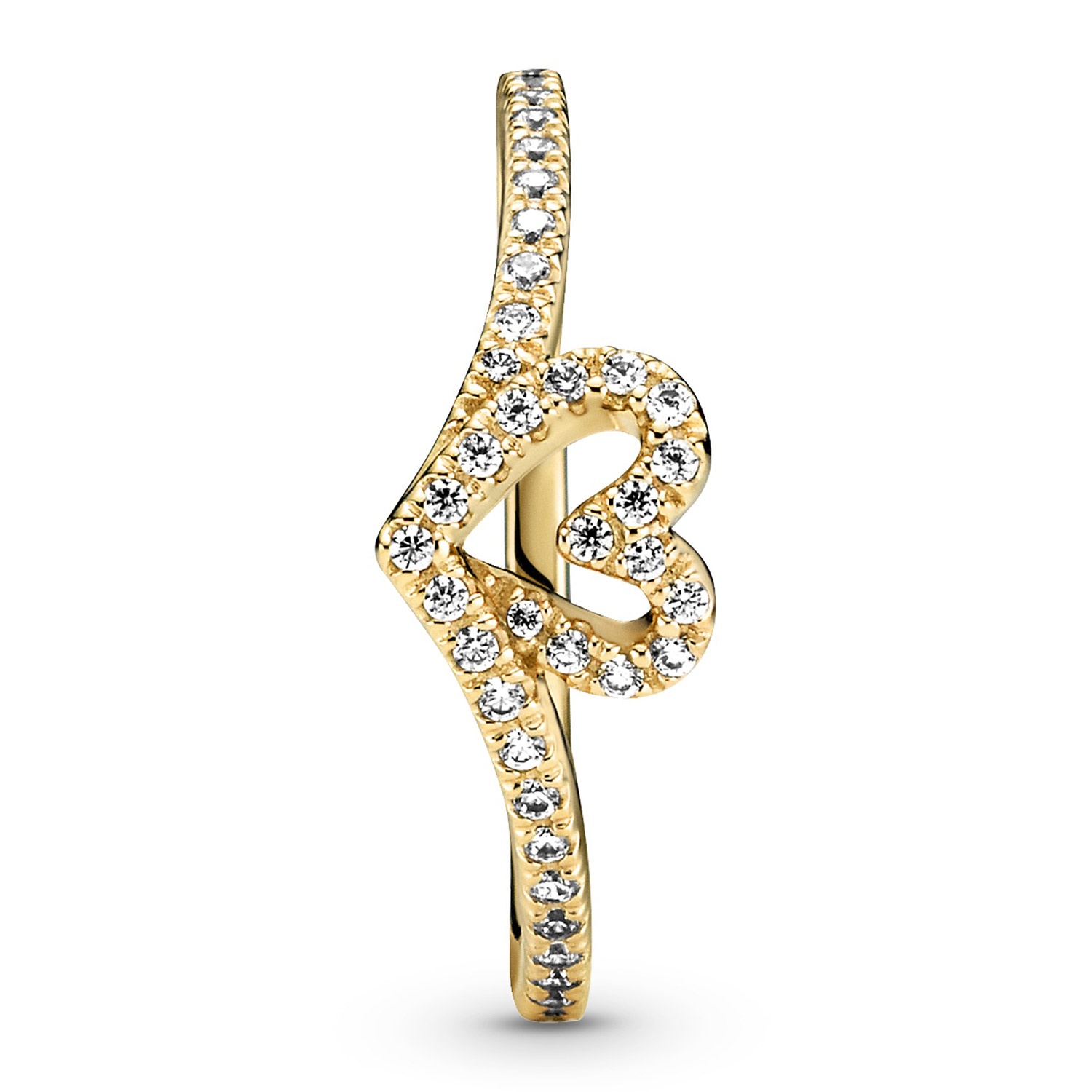 Pandora Women's Ring Wish Sparkling Heart Gold Tone 169302C01