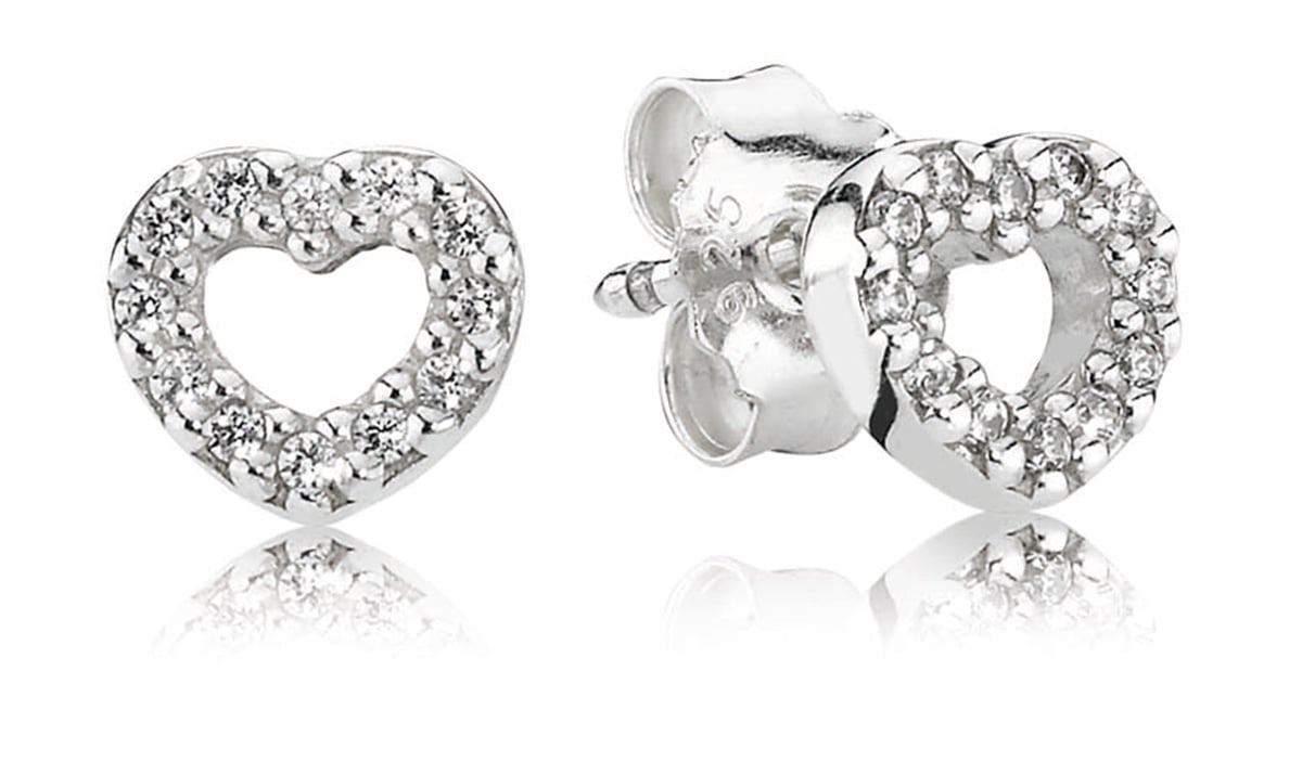 Pandora 290528CZ Damen Silber-Ohrringe Herz