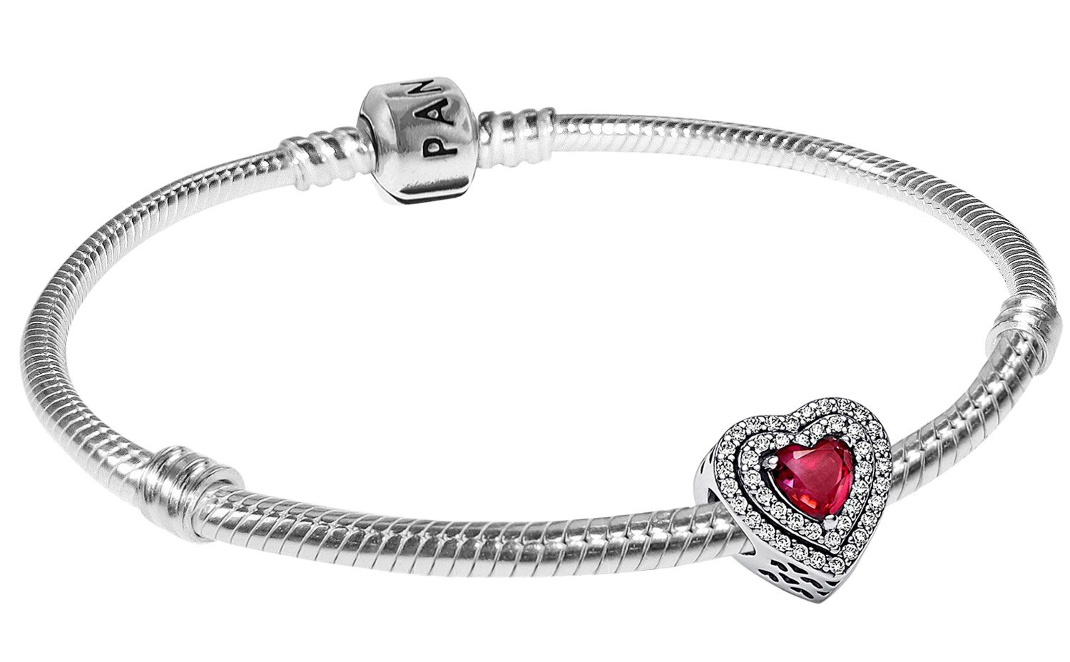 25.61g Pandora Heart Clasp Bracelet & 4 Charms - Own4Less