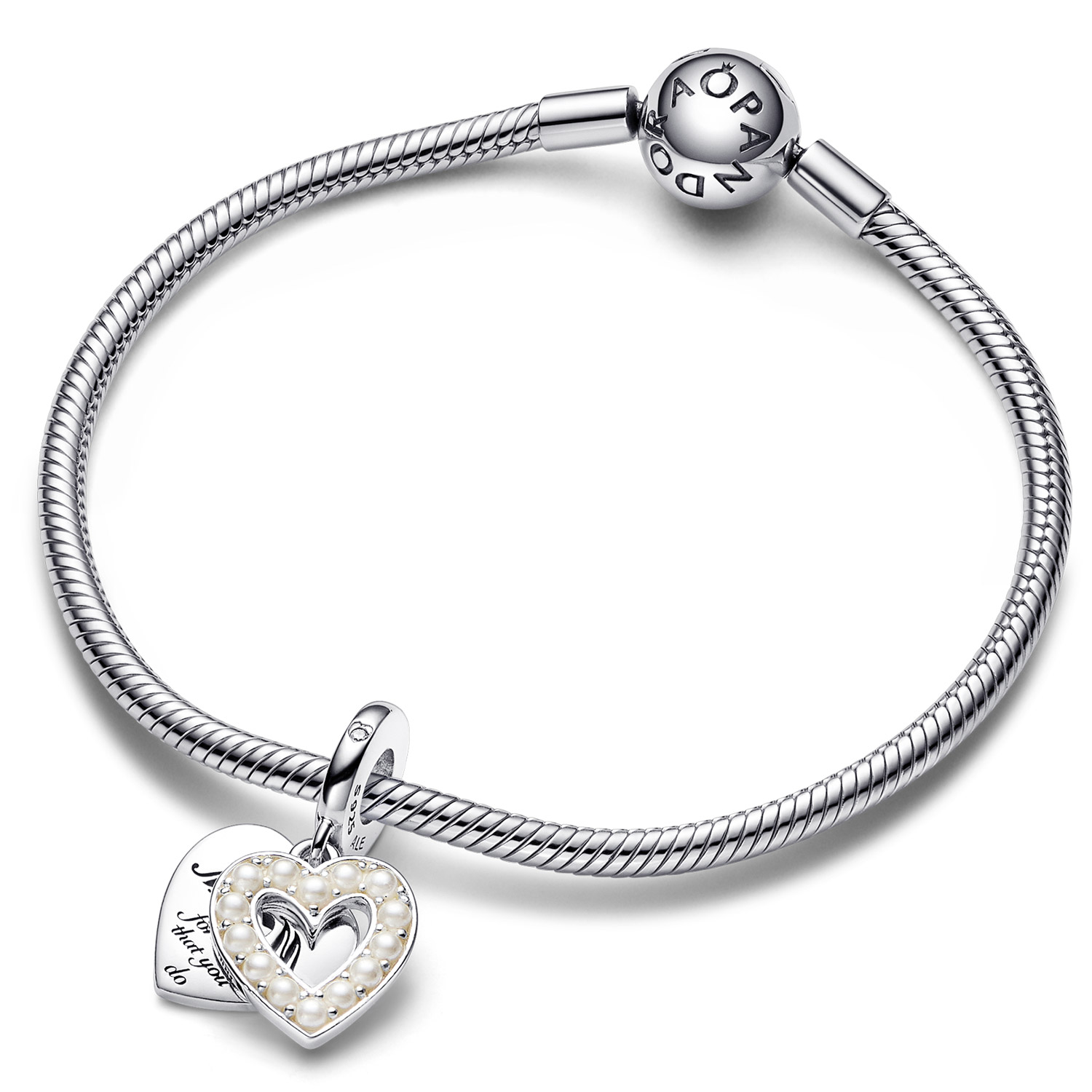 Pandora Charm-Anhänger Silber Perlmuttartiges Weißes Herz 