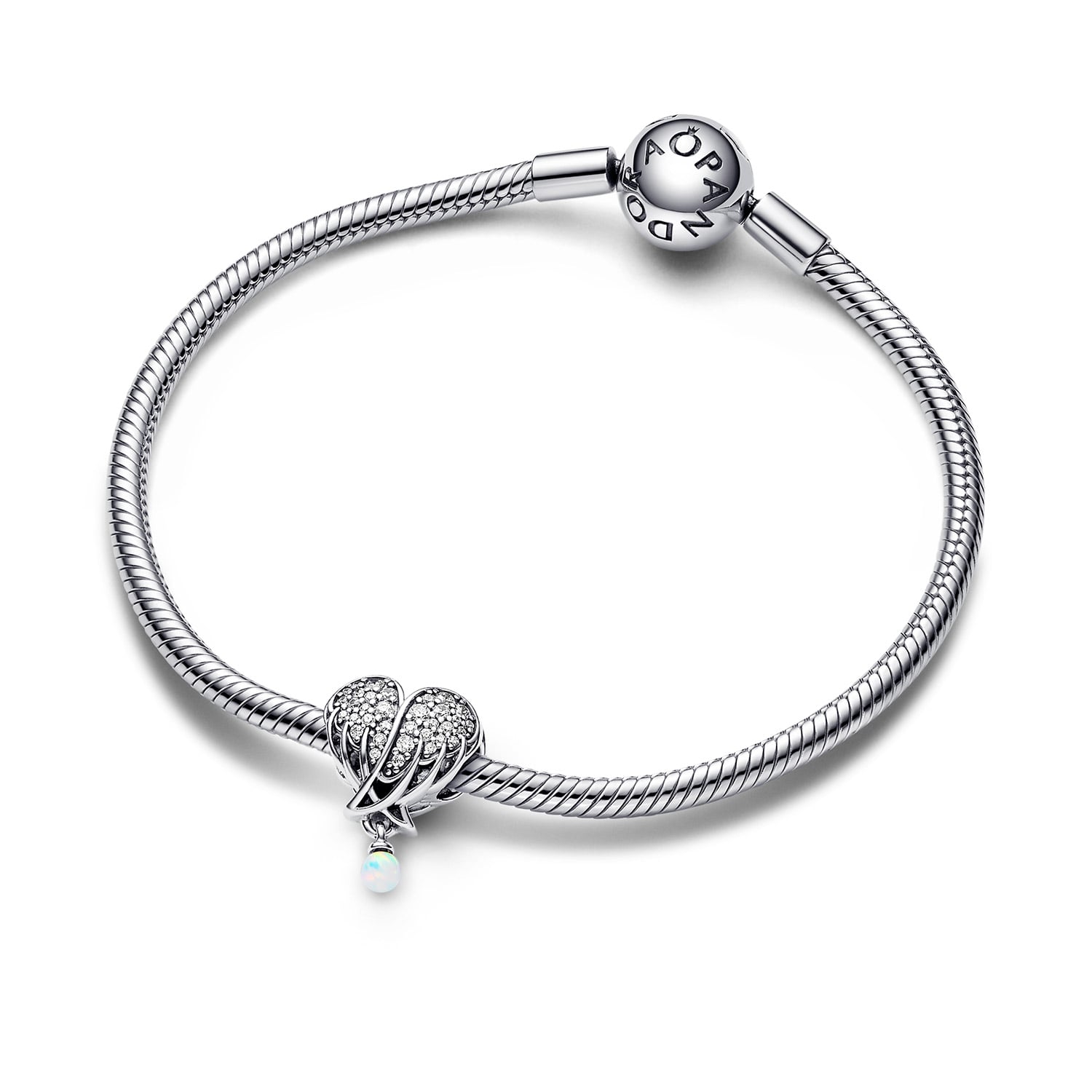 Pandora Silber-Charm Funkelnder Engelsflügel & Heart 792980C01 