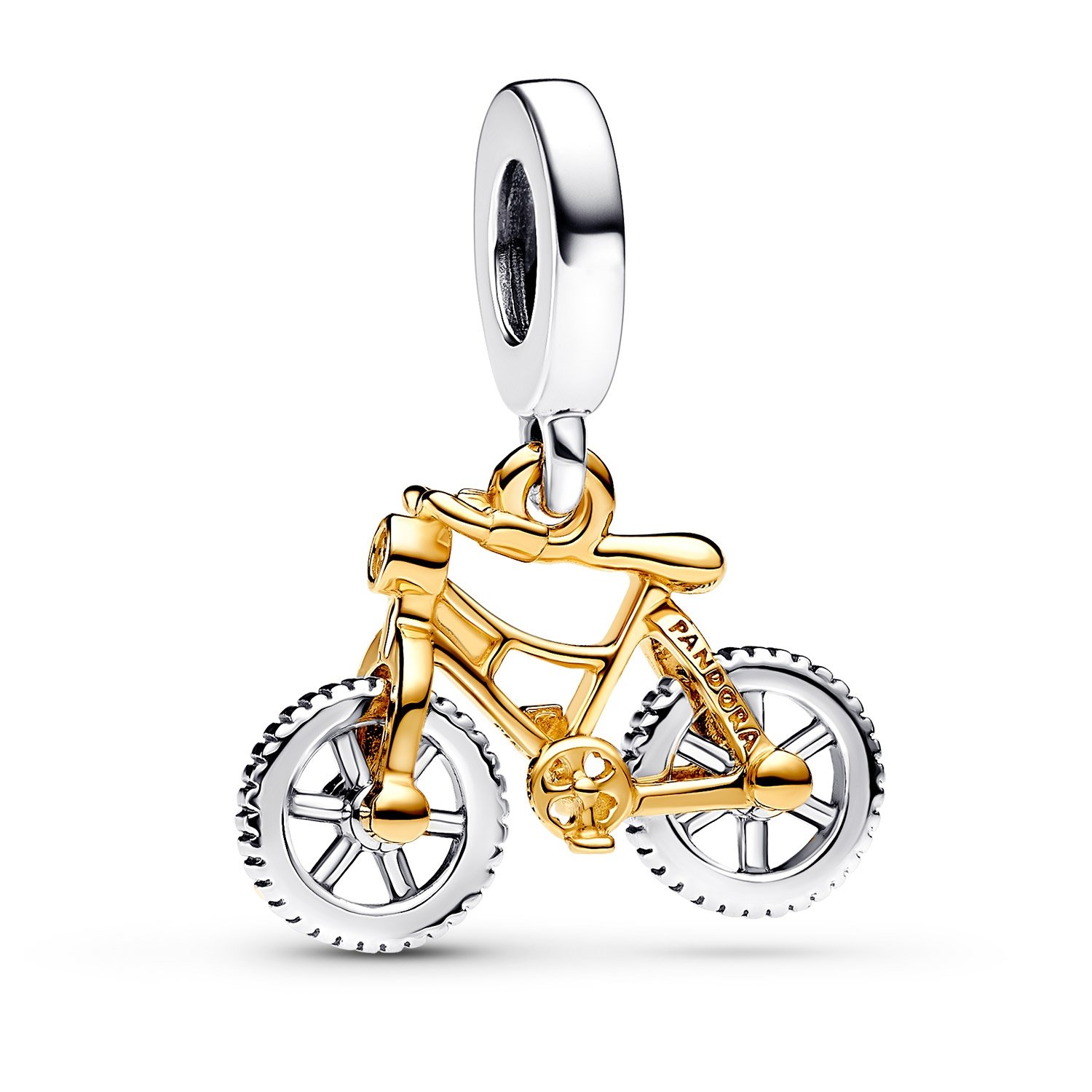 Pandora 763354C01 Charm-Anhänger Zweifarbig Fahrrad mit Drehenden Rädern