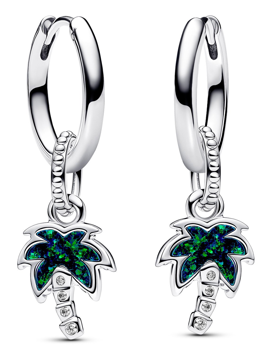 Pandora 68327 Damen Schmuck-Set Creolen Schimmernde Grüne Palme Silber