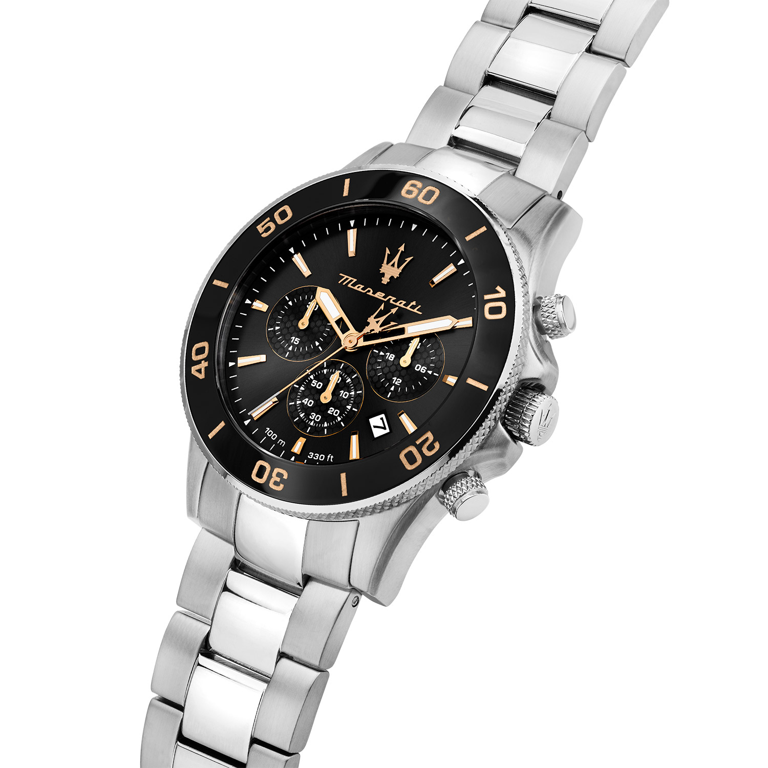 Maserati Herrenuhr Chronograph Competizione Schwarz/Roségoldfarben 