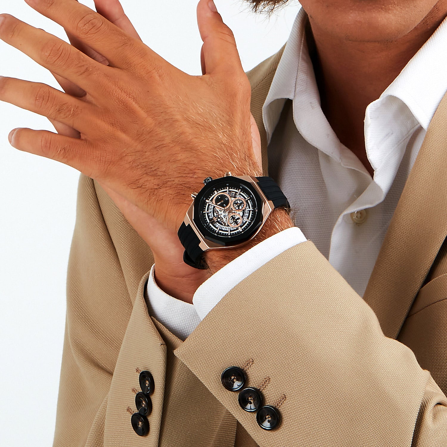 Maserati Herrenuhr Stile Chronograph Schwarz/Roségoldfarben 