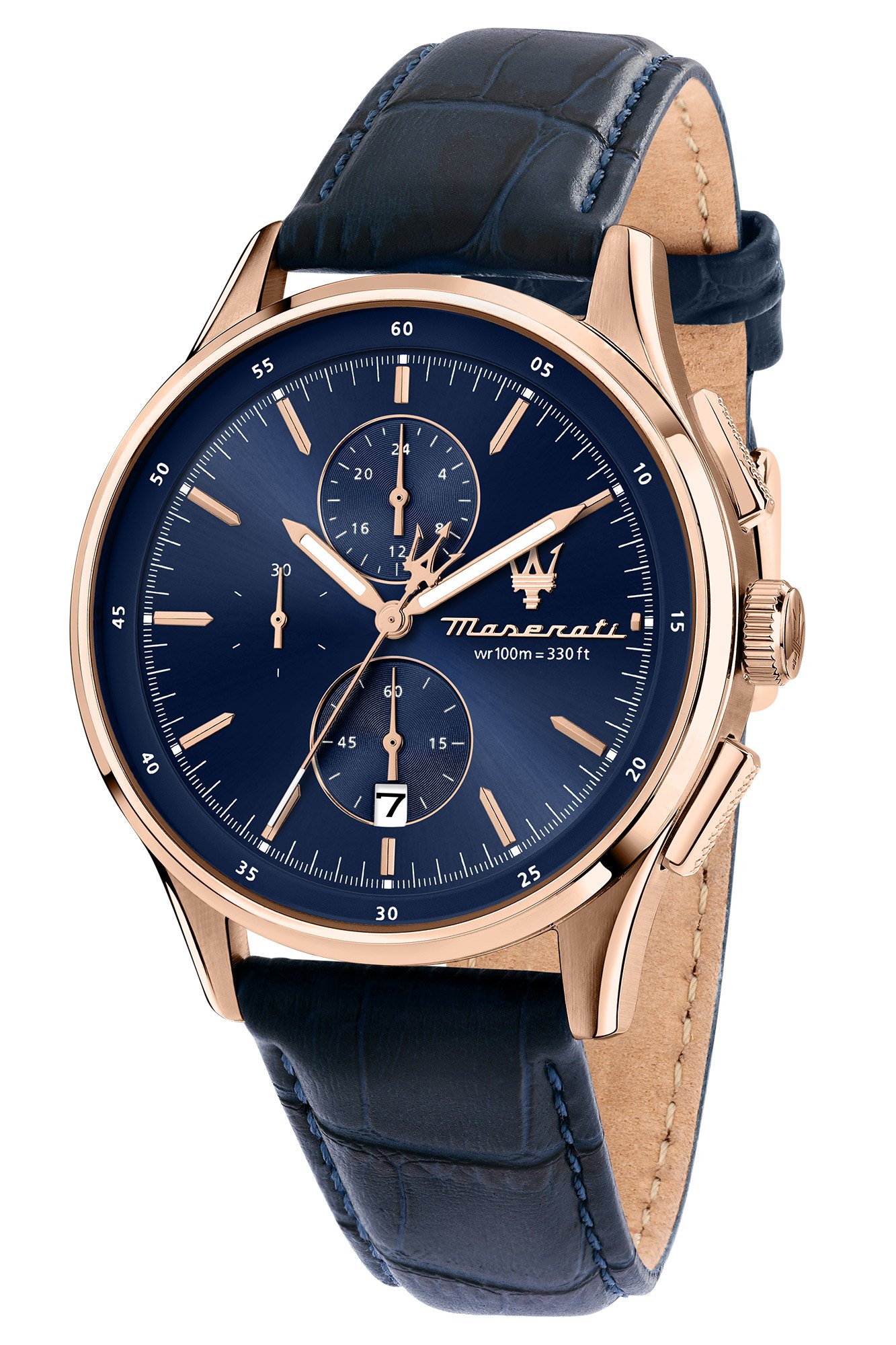 Maserati R8871624009 Herrenuhr Chronograph Sorpasso Blau/Roségoldfarben