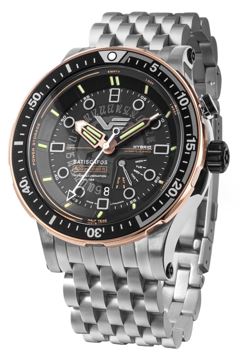 Vostok Europe PX84-511E769-B Herren-Armbanduhr Hybrid Batiscafos Stahl/Schwarz
