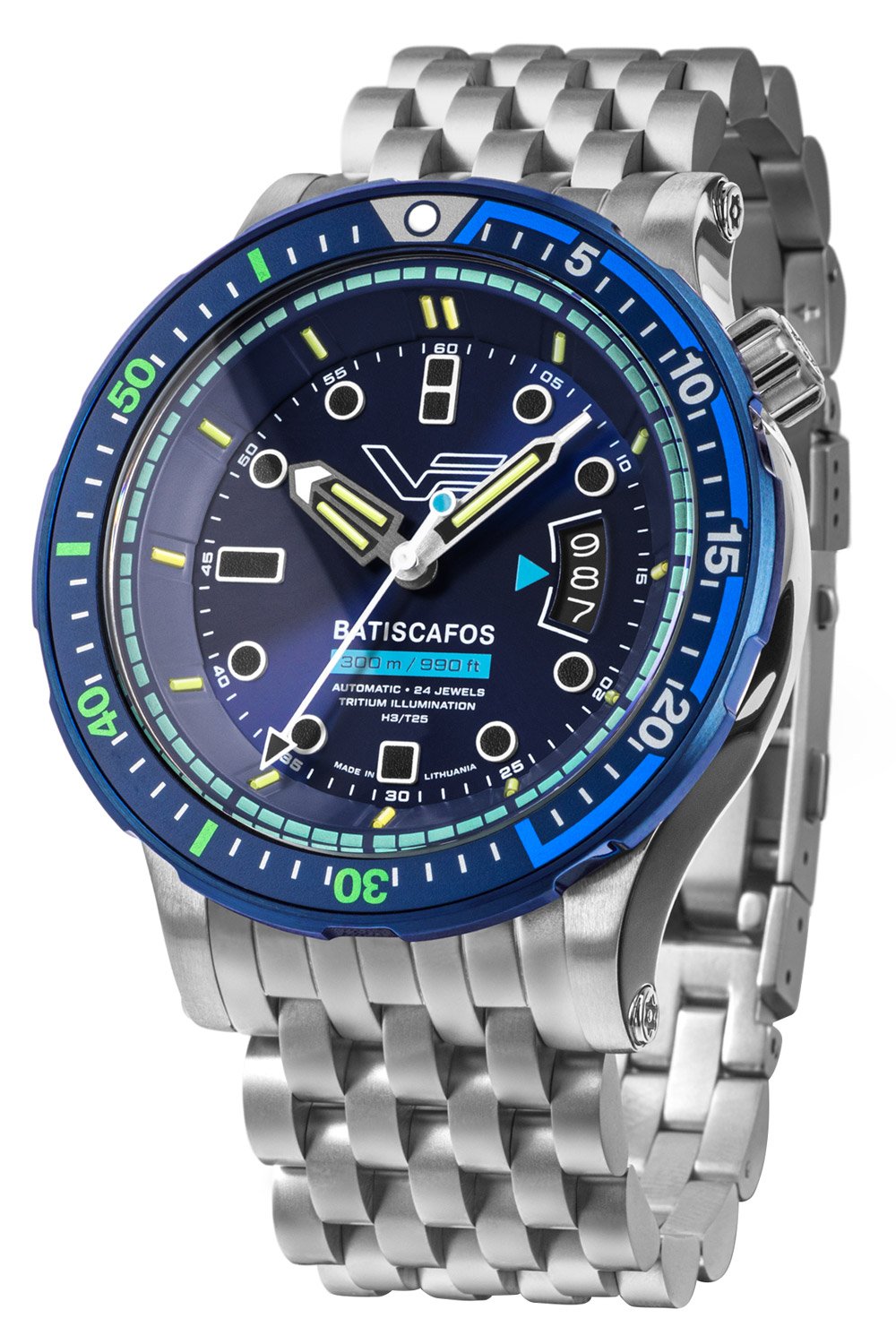 Vostok Europe NH35-511E768-B Herren-Automatikuhr Batiscafos Stahl/Blau