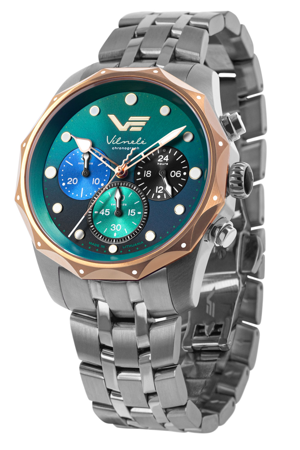 Vostok Europe JS20-125E752-B Damenuhr Chronograph Vilnele Stahl/Grün