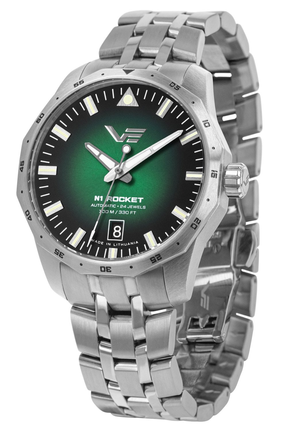 Vostok Europe NH35-125A749B Armbanduhr Unisex Automatik Rocket N1 Stahl/Grün 39 mm