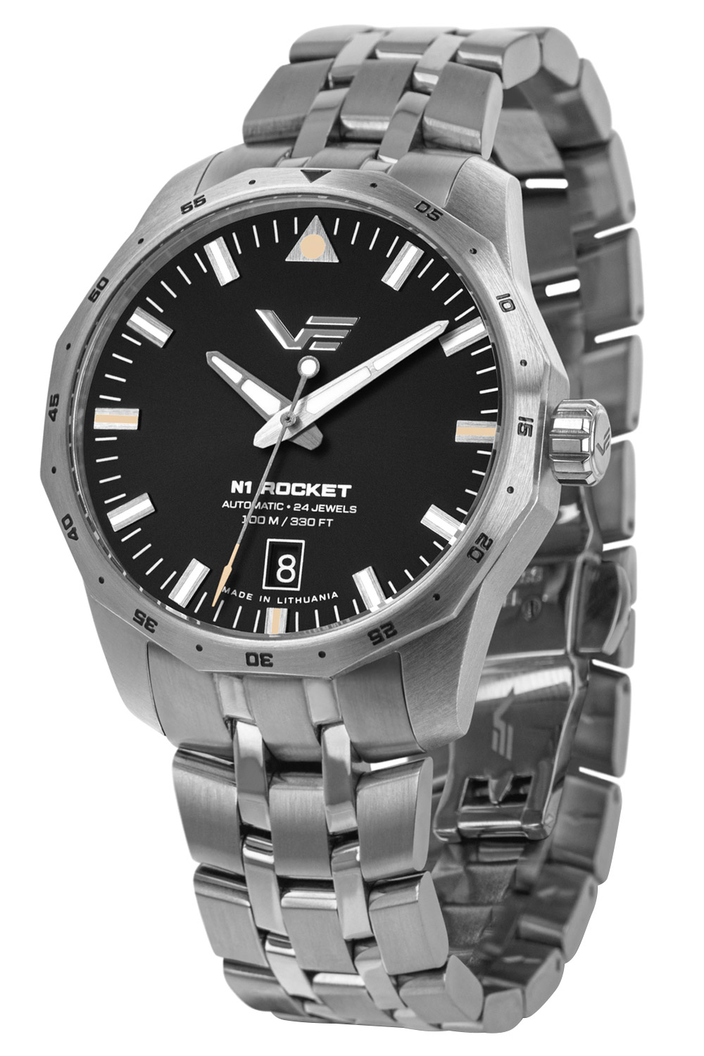 Vostok Europe NH35-125A747B Armbanduhr Automatik Rocket N1 Stahl/Schwarz 39 mm