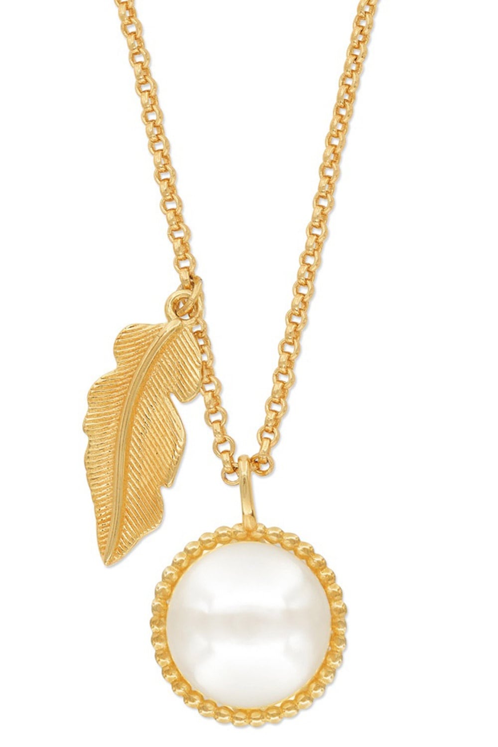 Engelsrufer Ladies´ Necklace Pearl and Feather Gold Toned ERNGLORYFEDERG