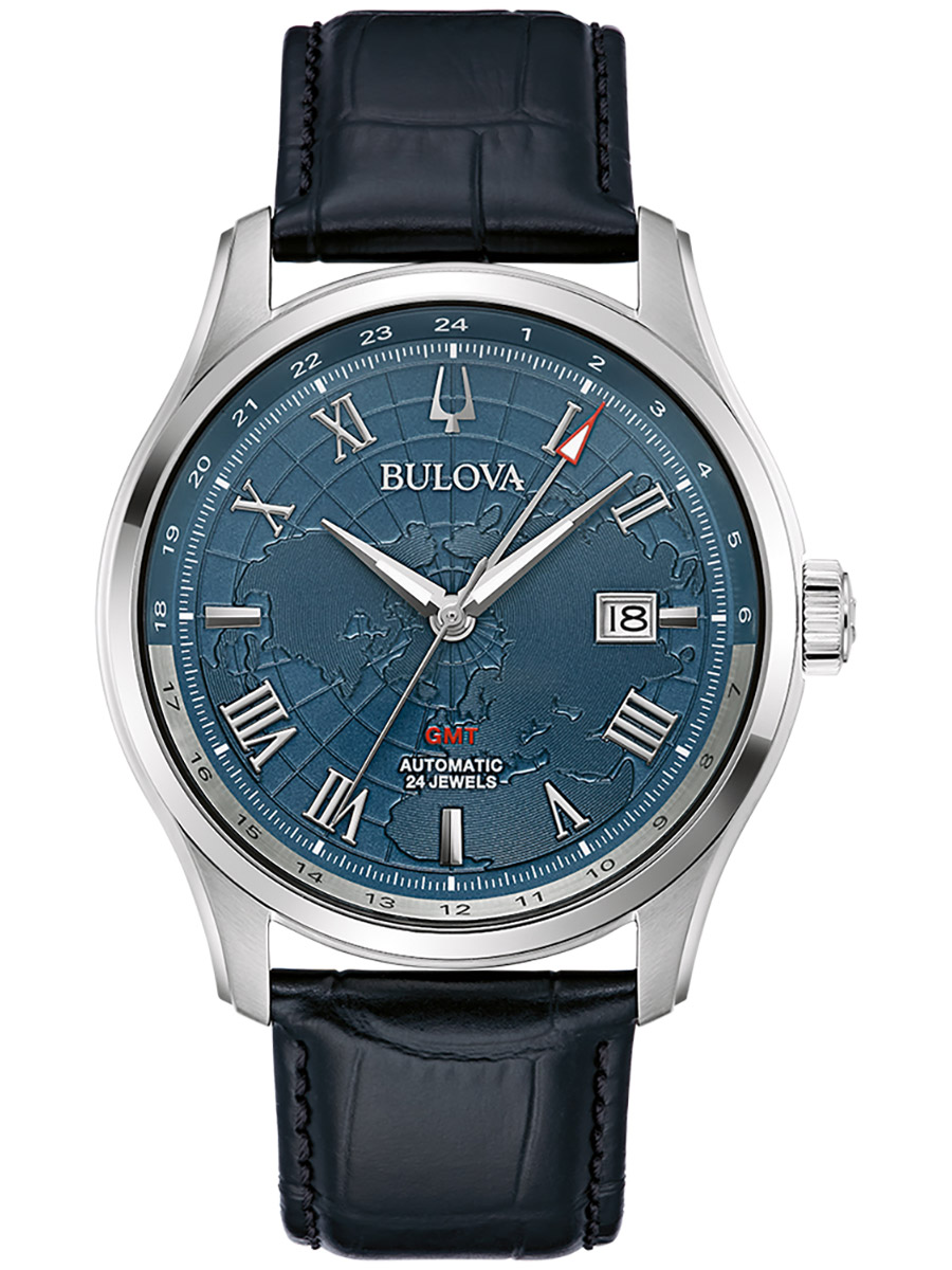 Bulova 96B385 Herren-Automatikuhr Wilton GMT Schwarz/Blau